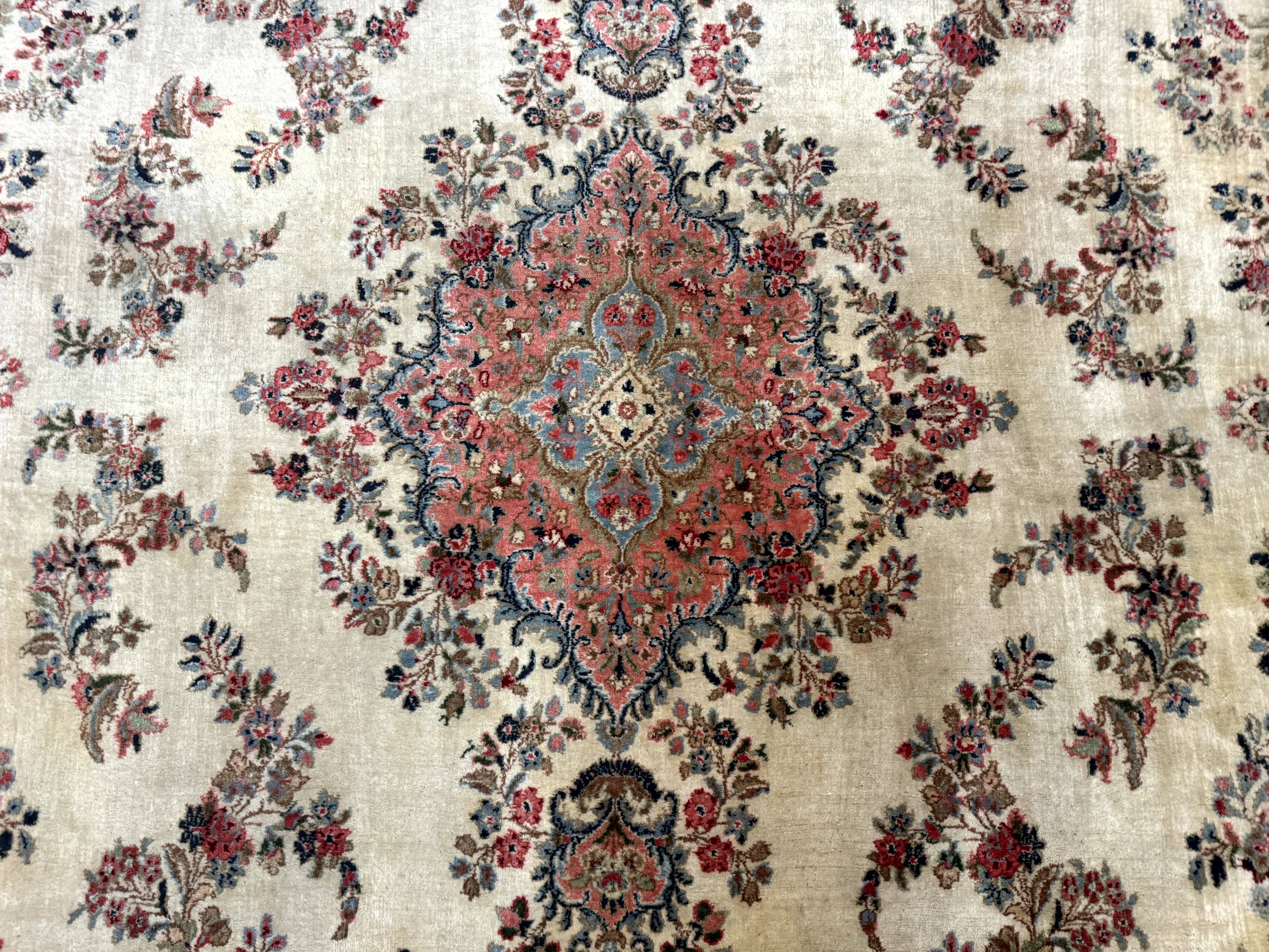 Palace Size Persian Kerman Rug 12x15, Floral, Semi Antique, Hand Knotted Wool Carpet - Jewel Rugs