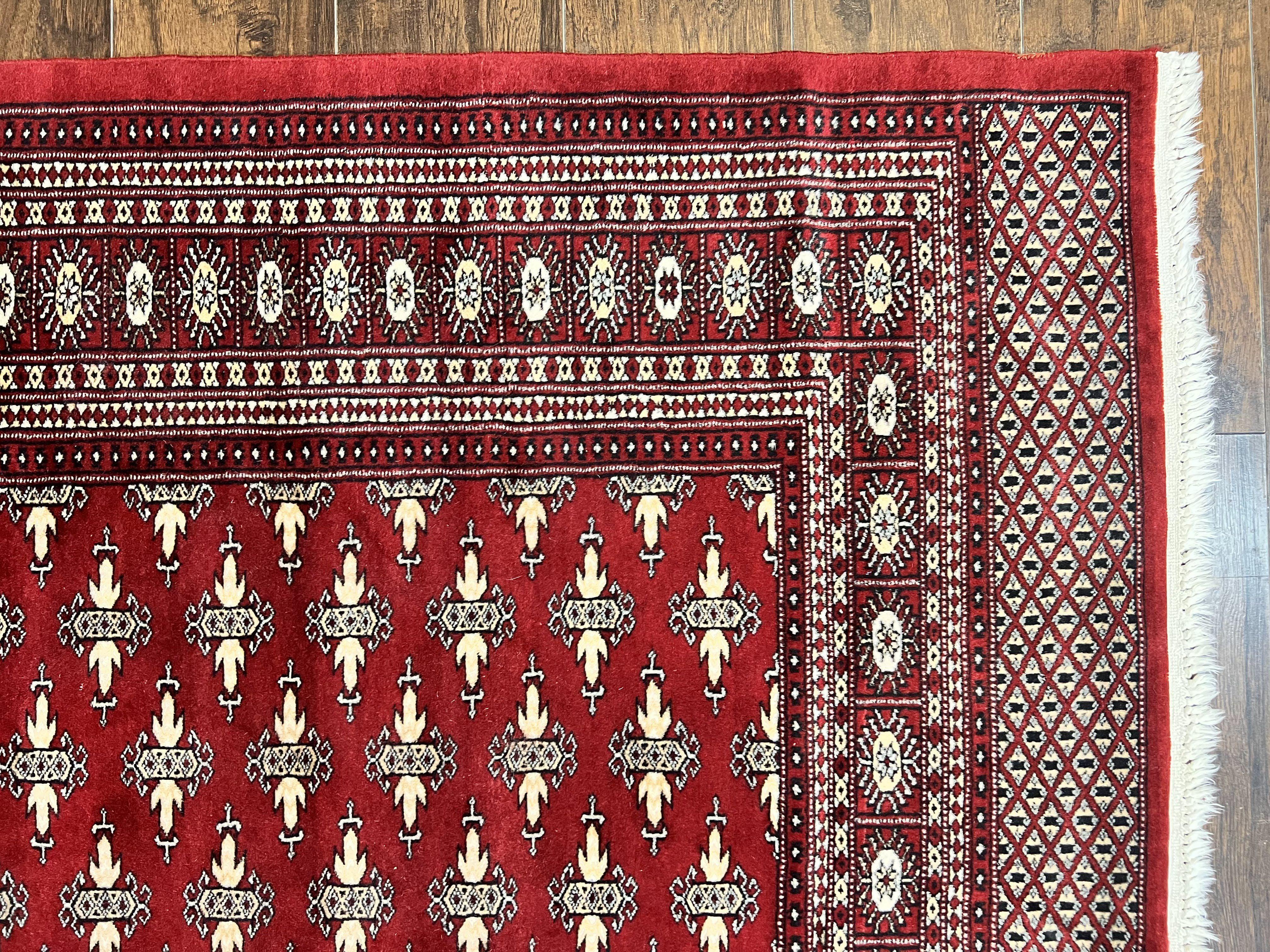 Pakistani Turkoman Bokhara Rug 6x9, Fine Wool Vintage Hand Knotted Handmade Yamud Oriental Carpet 6 x 9, Red Turkoman Rug, Tribal Rug - Jewel Rugs