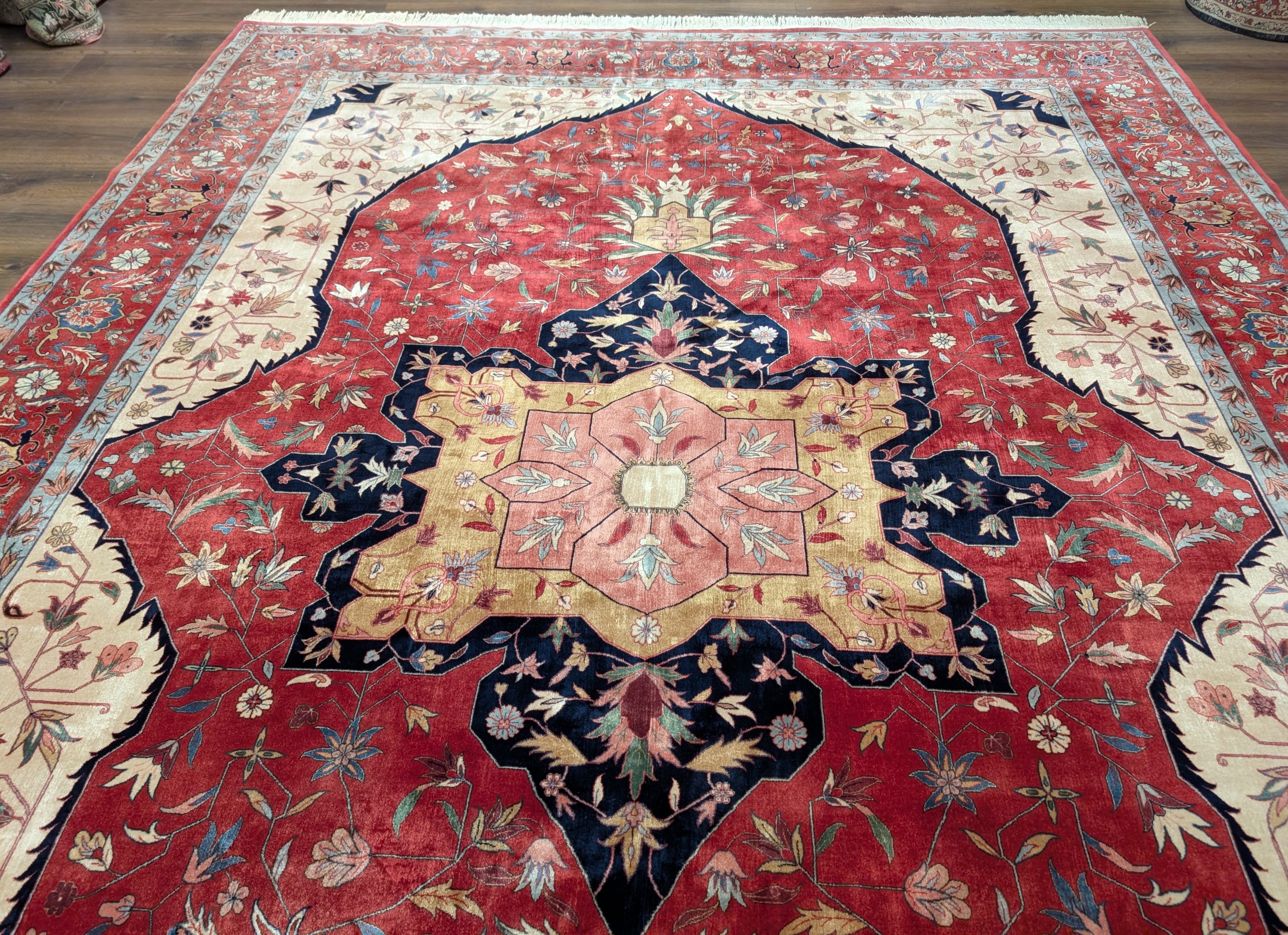 Sino Persian Heriz Serapi Rug 9x12, Very Fine 500 KPSI, Wool, Hand Knotted - Jewel Rugs