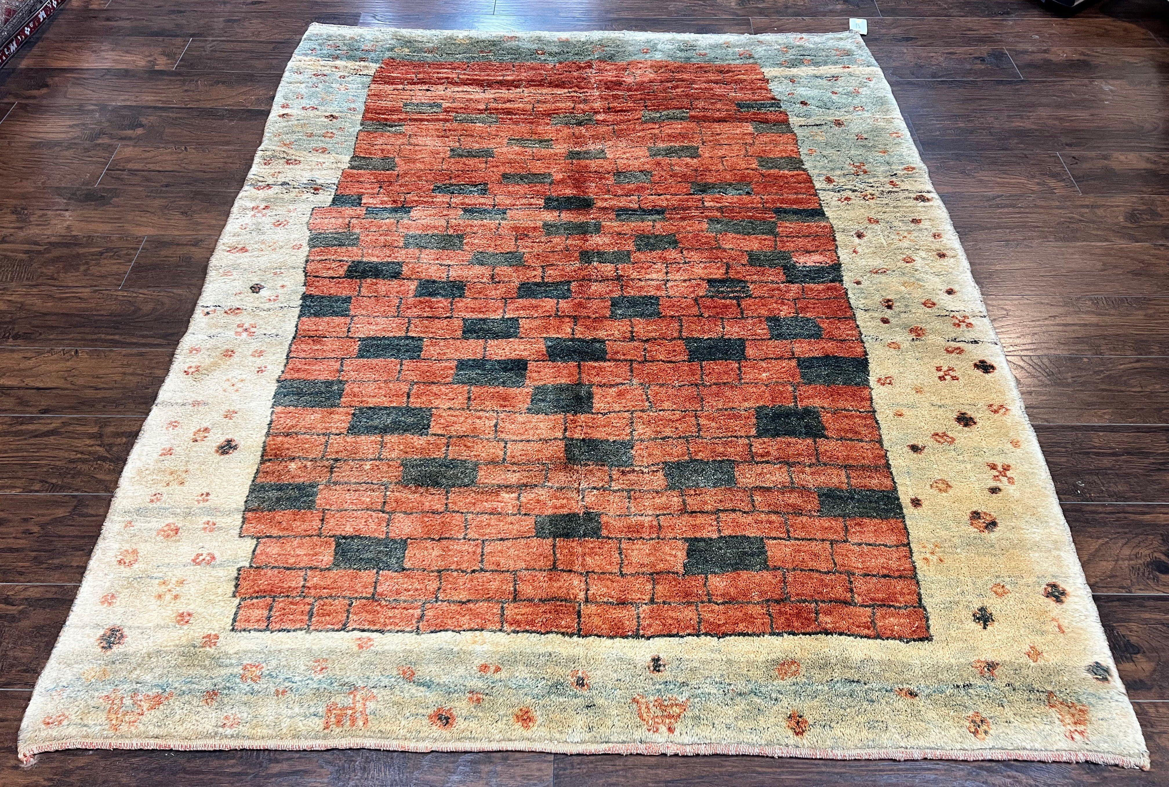 Persian Gabbeh Rug 6x8 ft, Wool Handmade Tribal Rug - Jewel Rugs