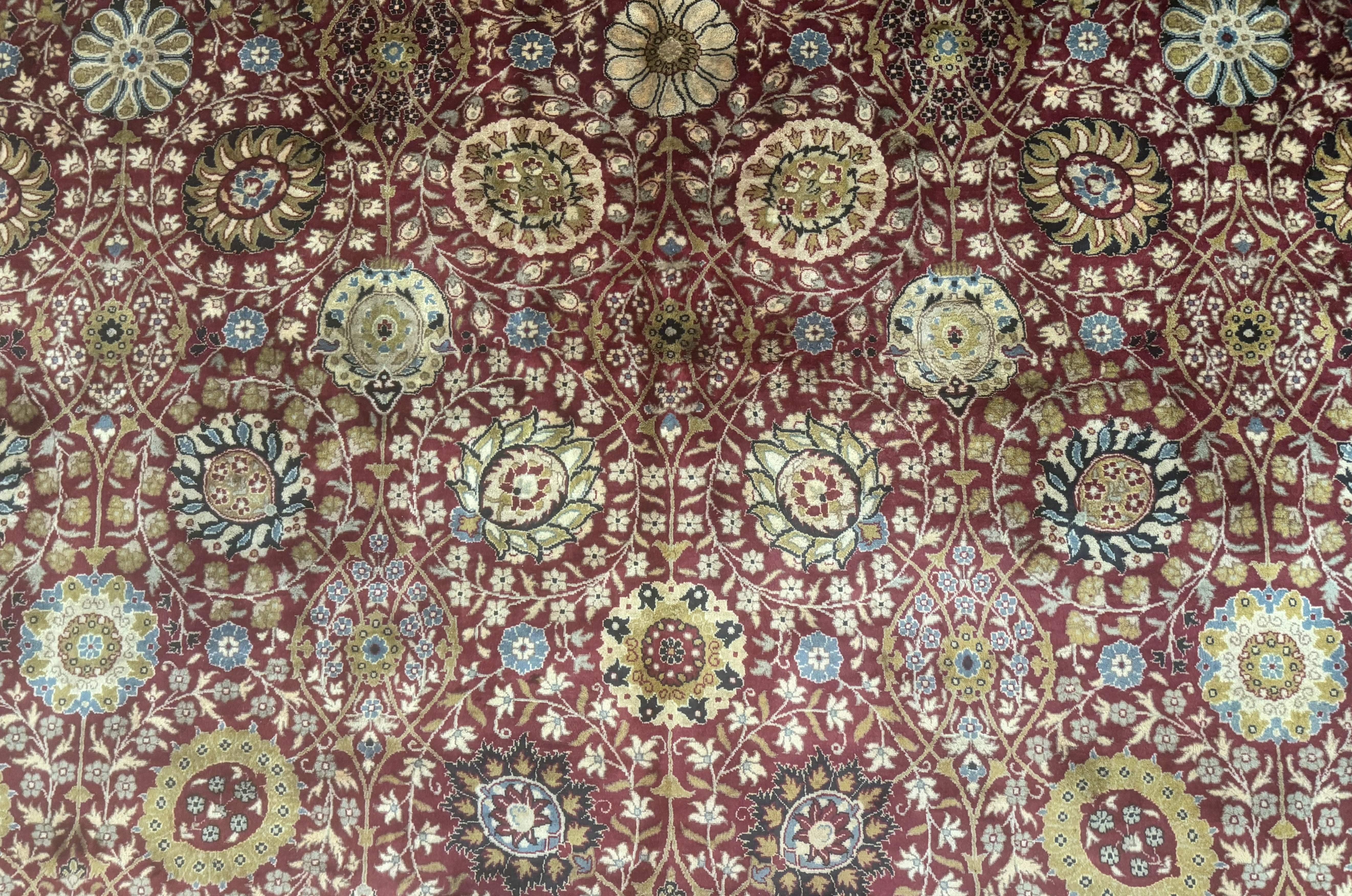 Palace Size Pak Persian Rug 12x15, Brick Red, Allover Pattern, Handmade Oversized Wool Oriental Carpet, Large Area Rug, Fine 225 KPSI - Jewel Rugs