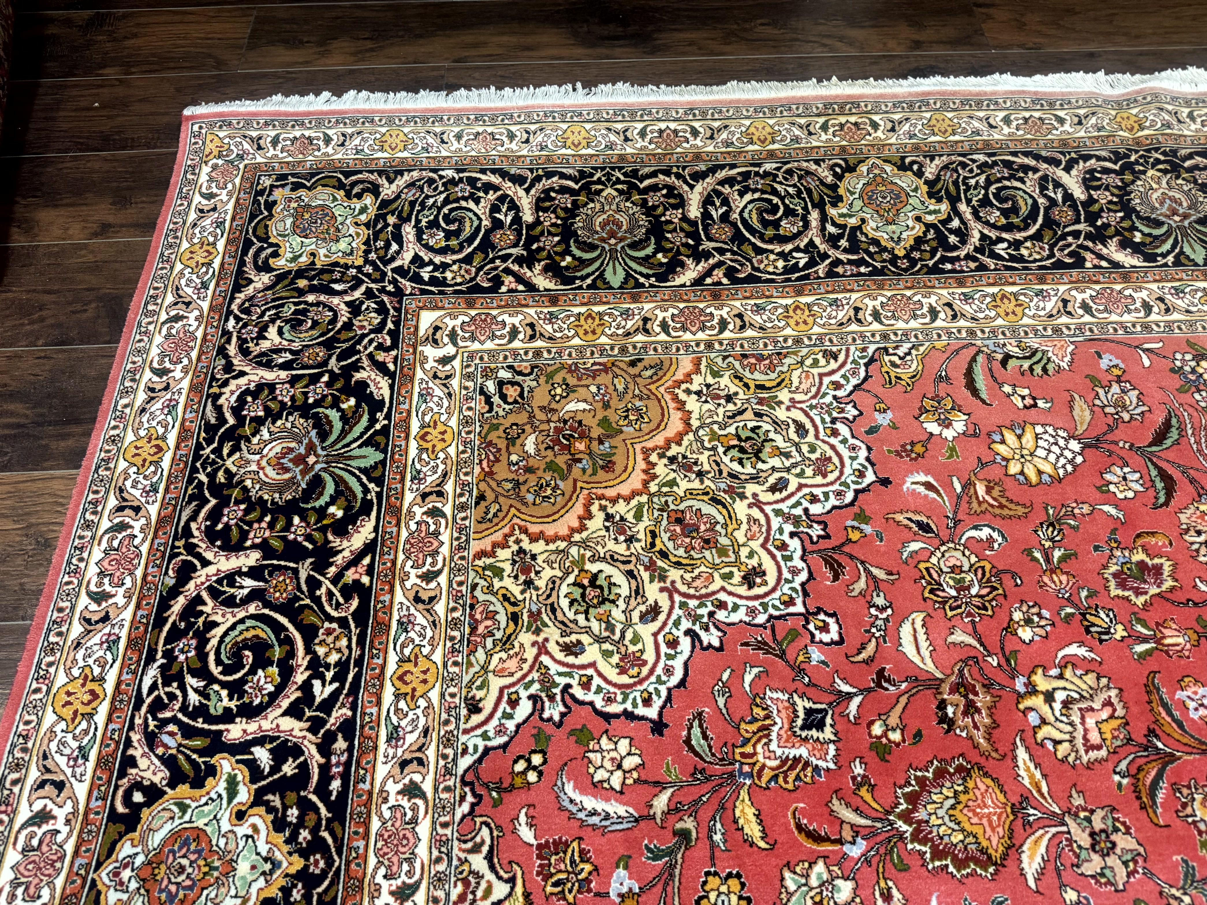 Persian Tabriz Rug 10x13 – Floral Medallion & Birds, Wool & Silk, 330 KPSI - Jewel Rugs