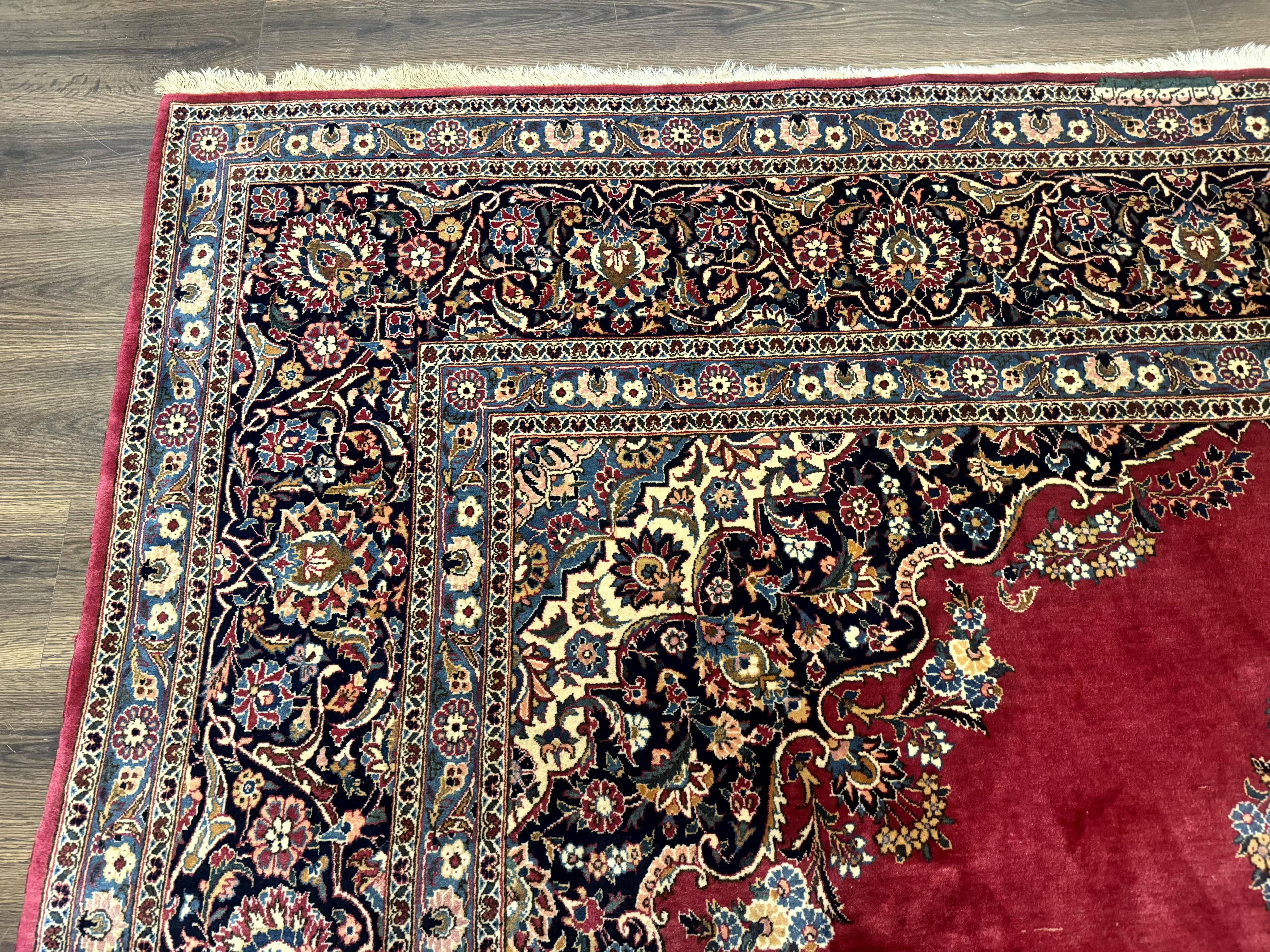 Persian Kashan Rug 9x12, Traditional, Semi Open Field, Red, Signed By Master Weaver, Antique Rug - Jewel Rugs