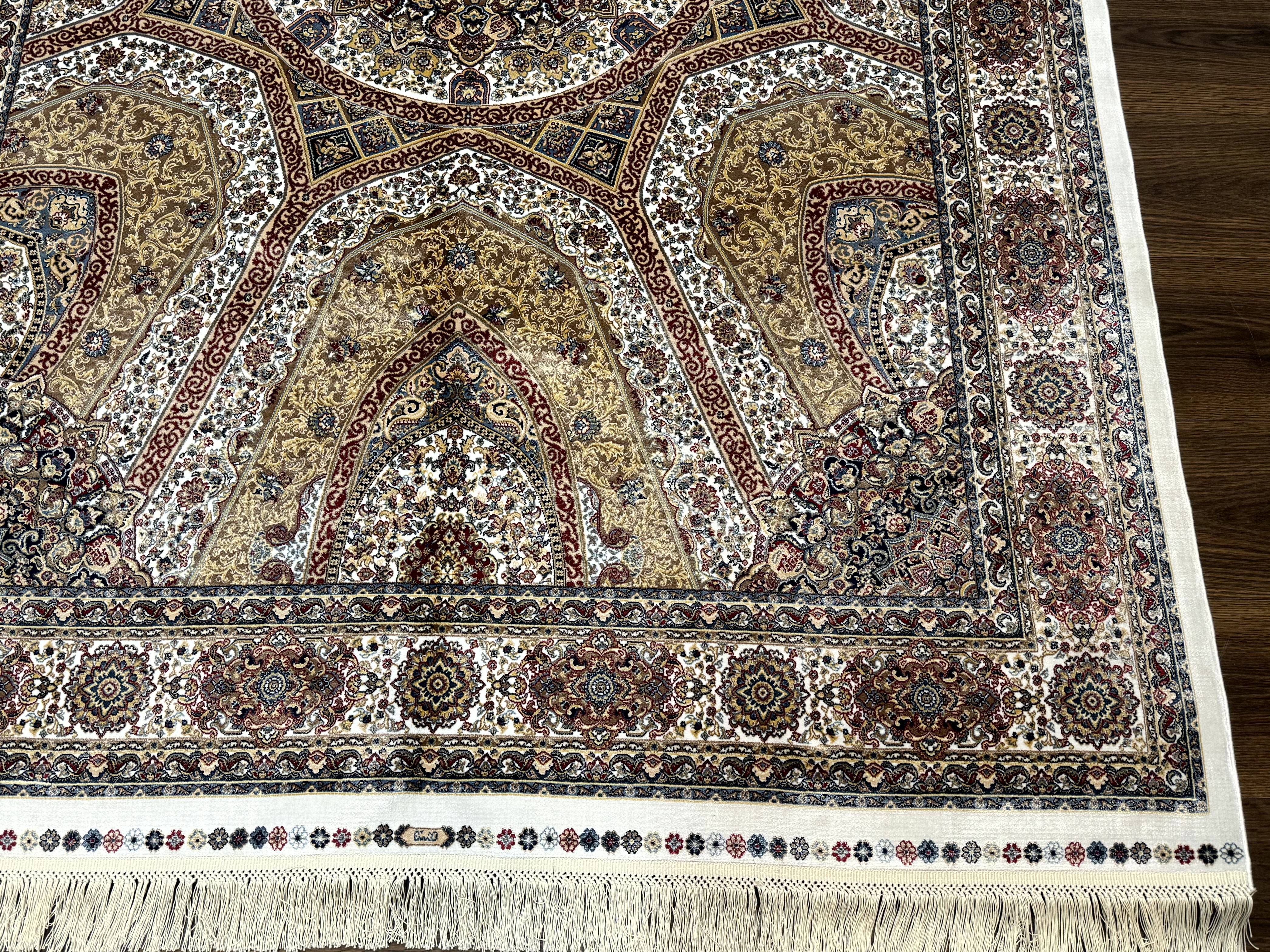 Turkish Silk Rug 5 x 7.6, Dome Design, Bamboo Silk, New - Jewel Rugs