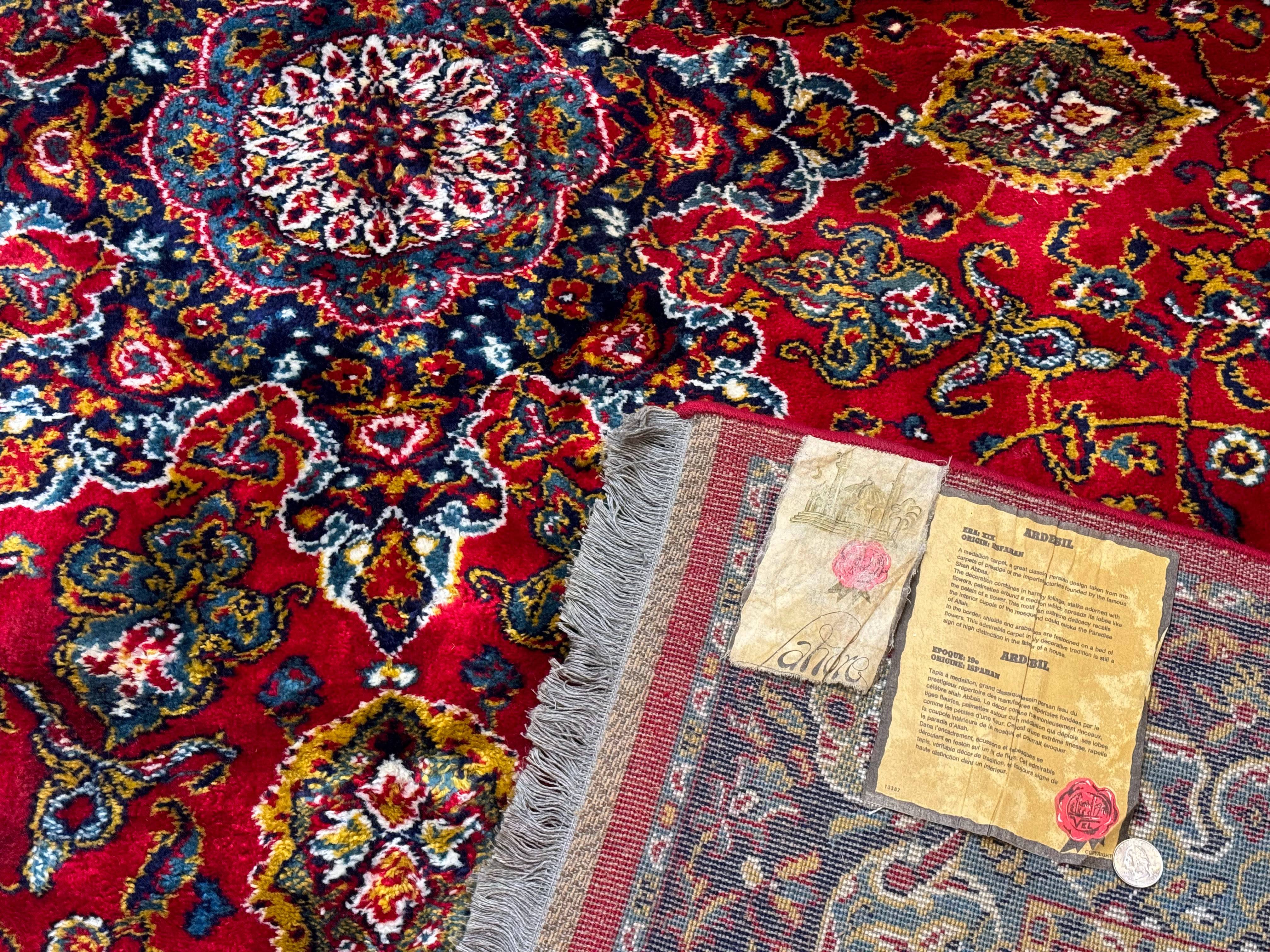Red Persian Rug 6x9, Medallion Carpet, Ardebil Design, Vintage Belgium Power Loomed Carpet - Jewel Rugs