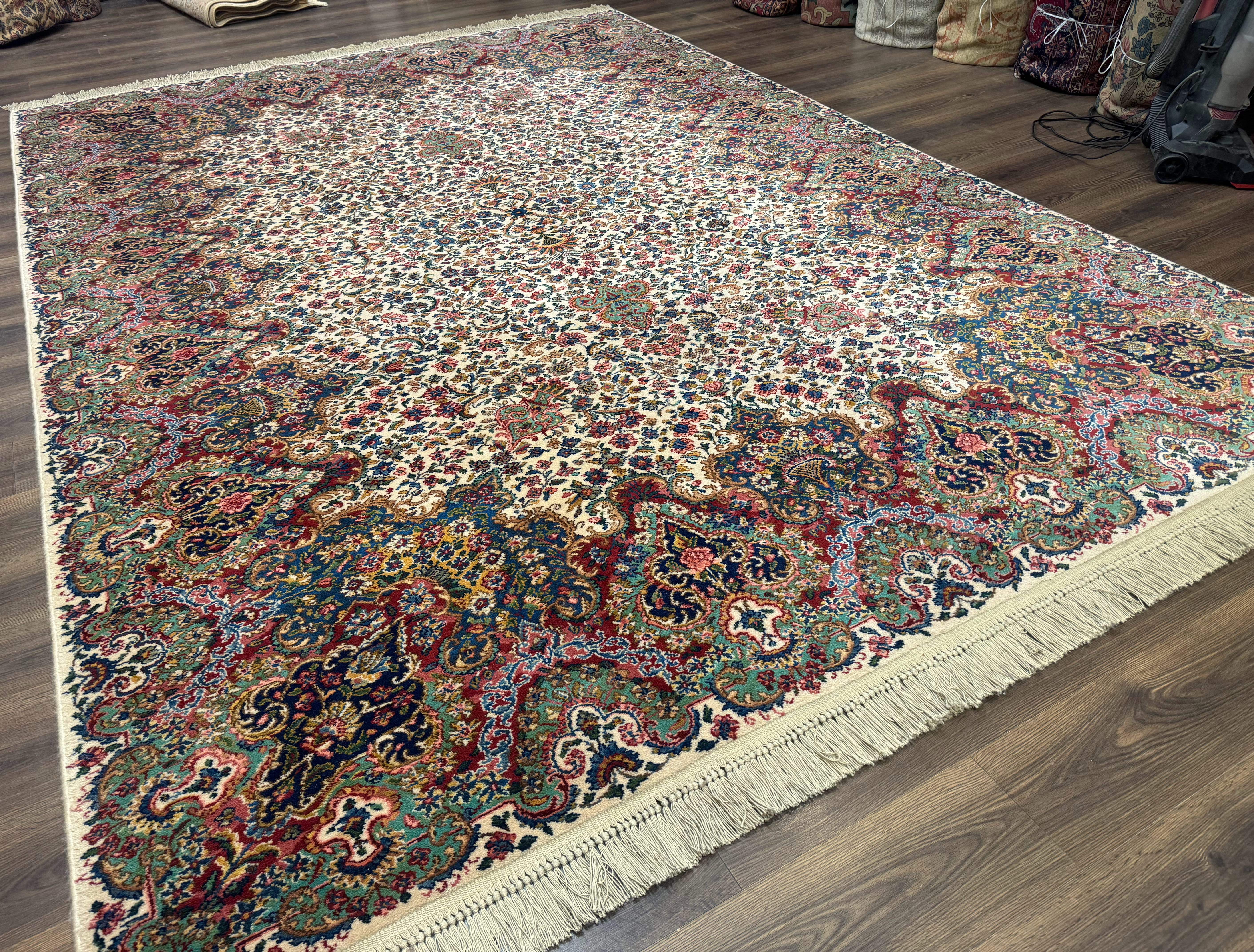 Karastan Rug #742 Floral Kirman 8.8 x 12, Wool Pile, Vintage Original Series, Rare - Jewel Rugs