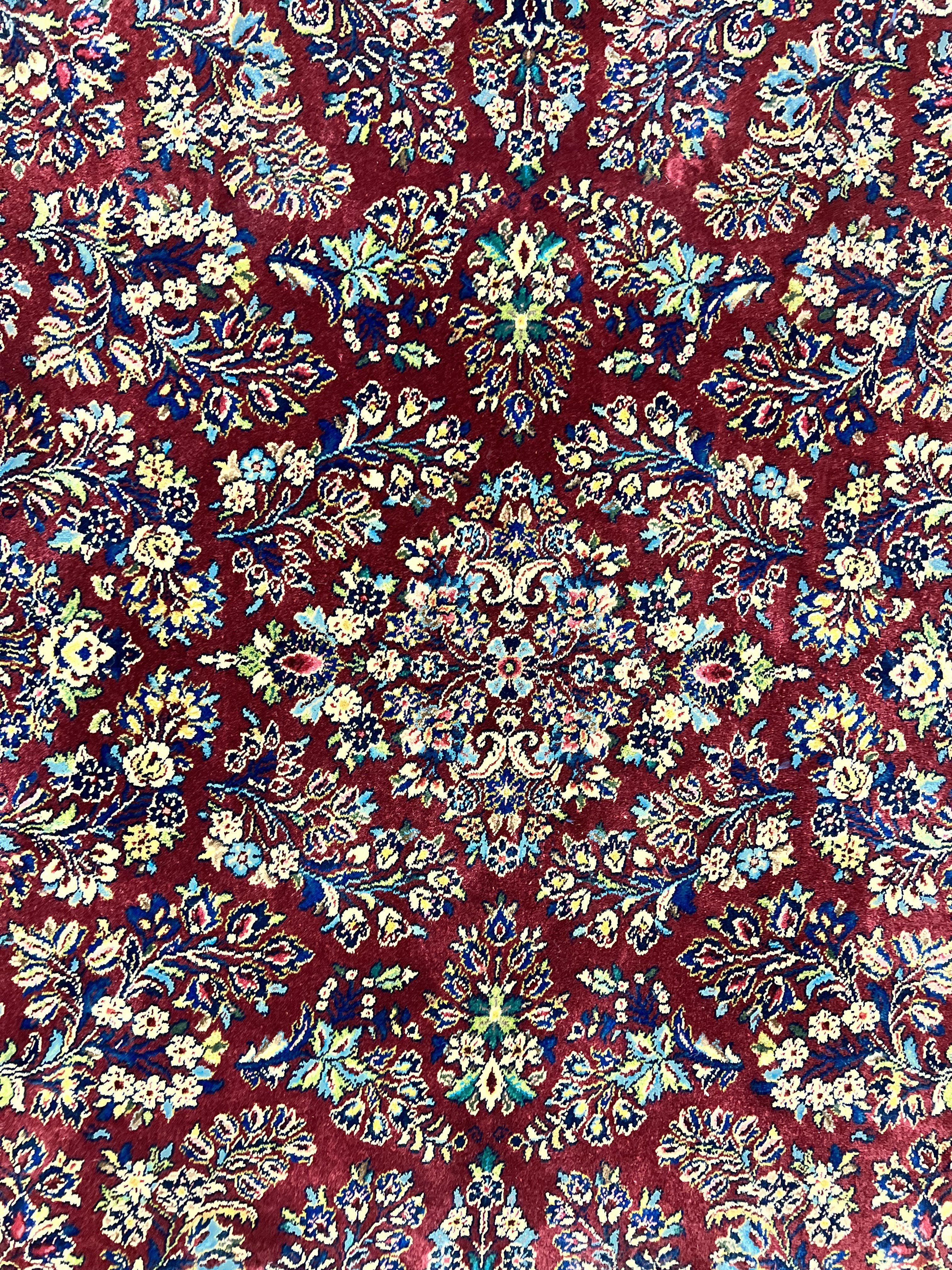 Square Karastan Rug, Red Sarouk Rug #785, Karastan Wool Rug 9x9 ft, Wool Karastan Carpet, Original 700 Series, Rare Size 9 x 9 - Jewel Rugs
