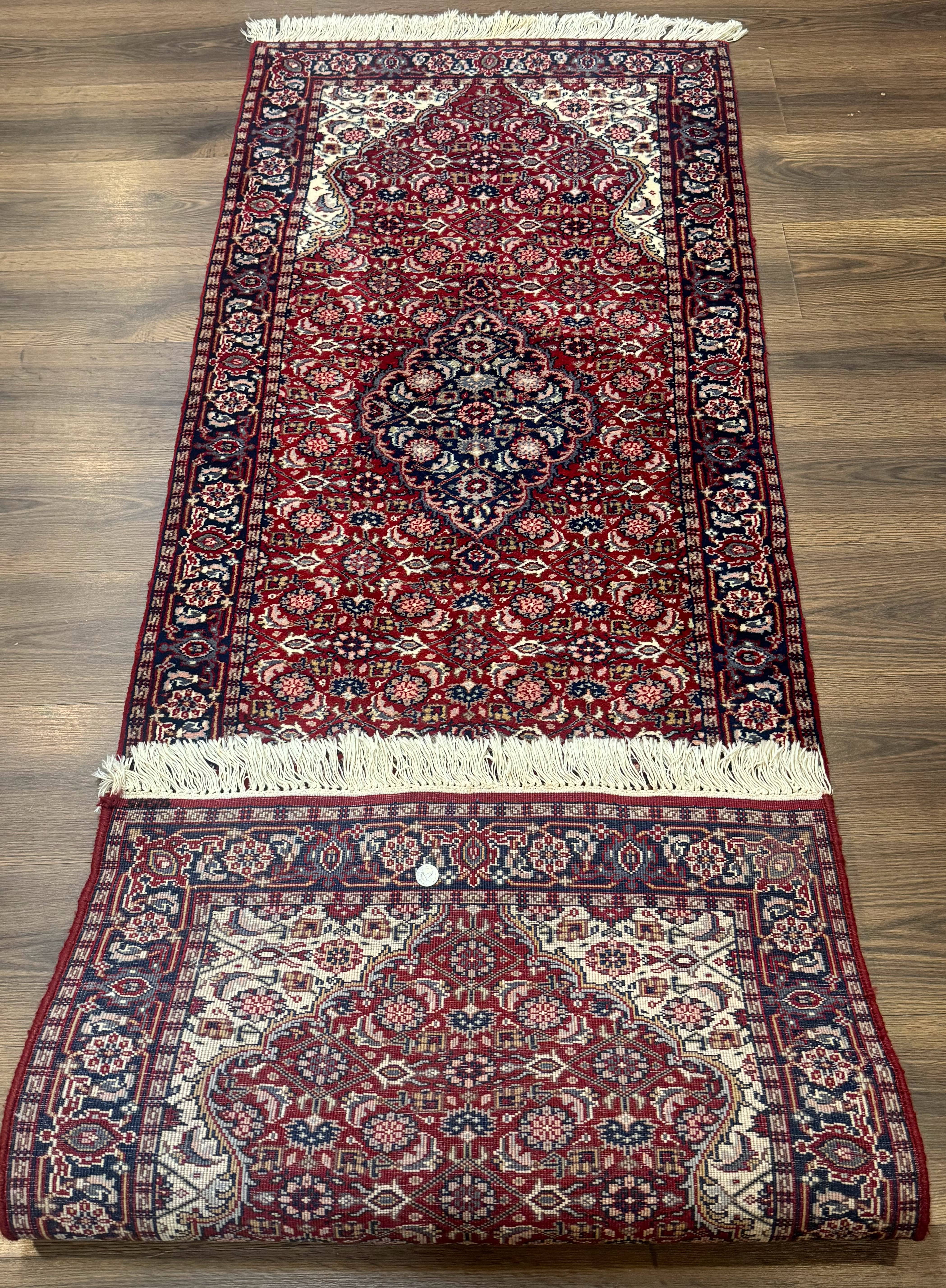 Indo Persian Runner Rug 2.8 x 7.8, Red Blue Ivory, Short Runner Rug, Wool - Jewel Rugs
