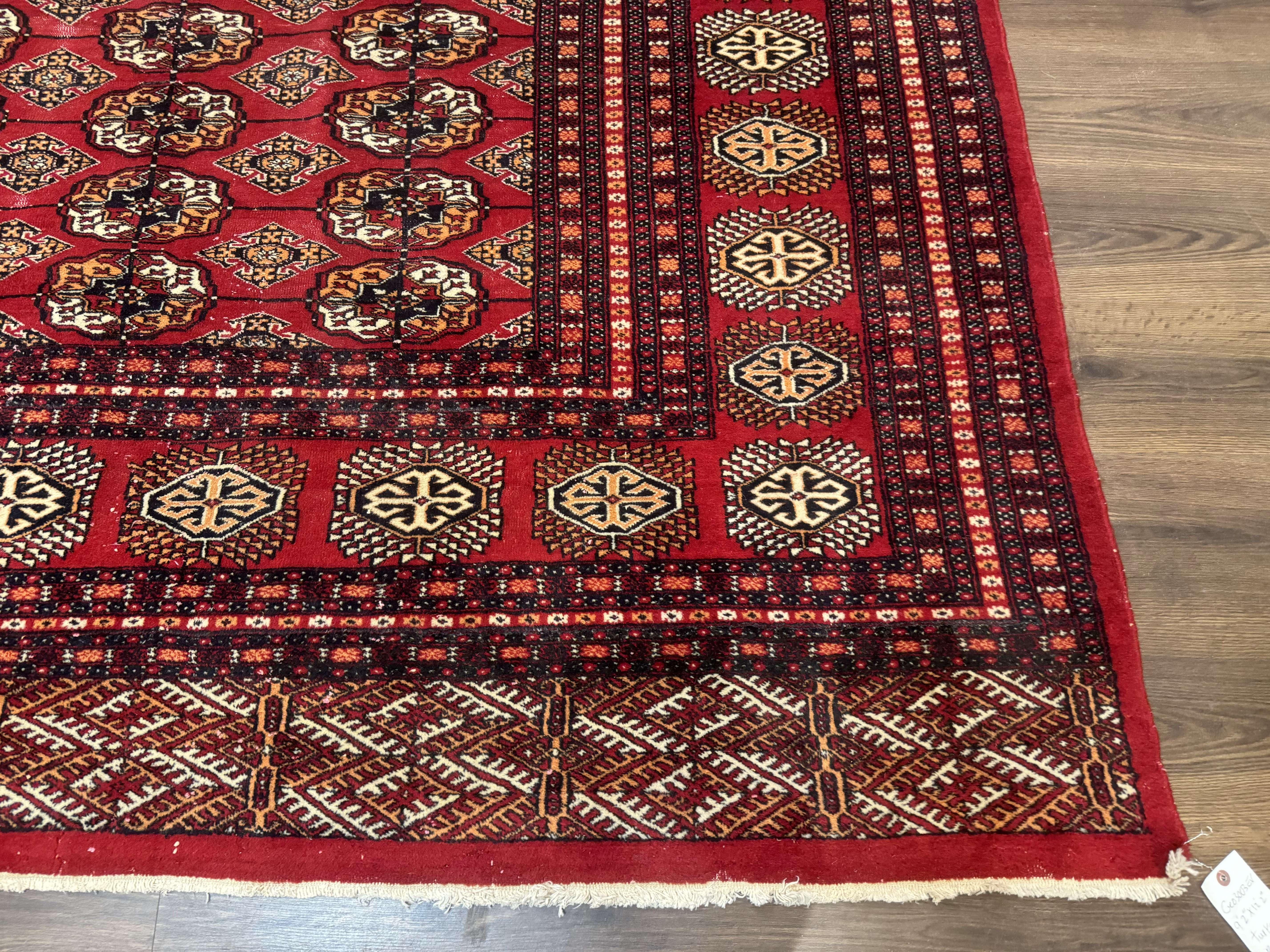 Bokhara Rug 9x12, Red Turkoman Rug, Pakistani Rug, Tribal Carpet, Wool Rug, Red Rug - Jewel Rugs