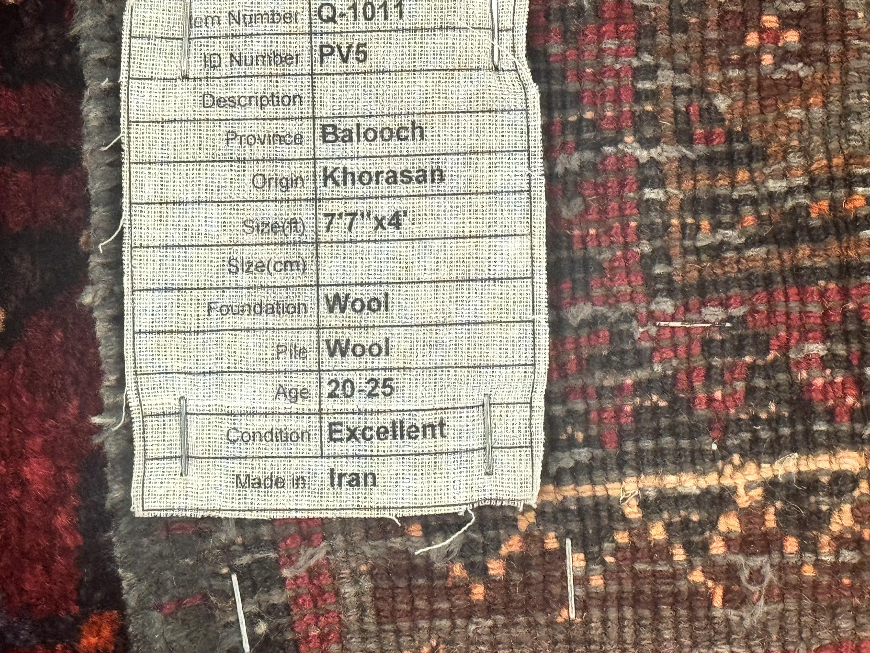 Persian Turkoman Tribal Rug 4x8, Handmade Vintage Wool Carpet, Red, Bohemian Rug - Jewel Rugs