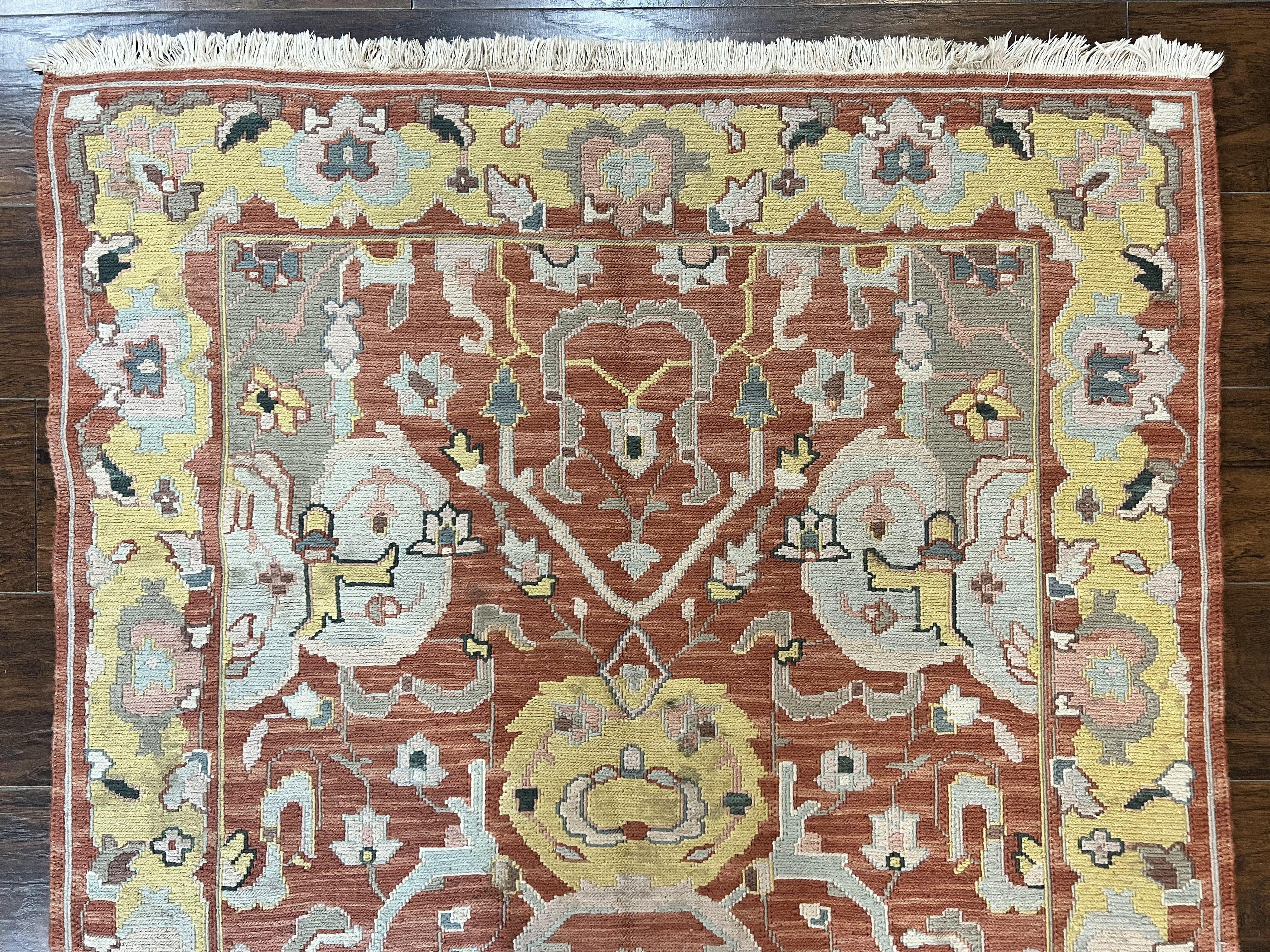 Turkish Flatweave Kilim Rug 4x6, Geometric Wool Handmade Carpet, Vintage - Jewel Rugs