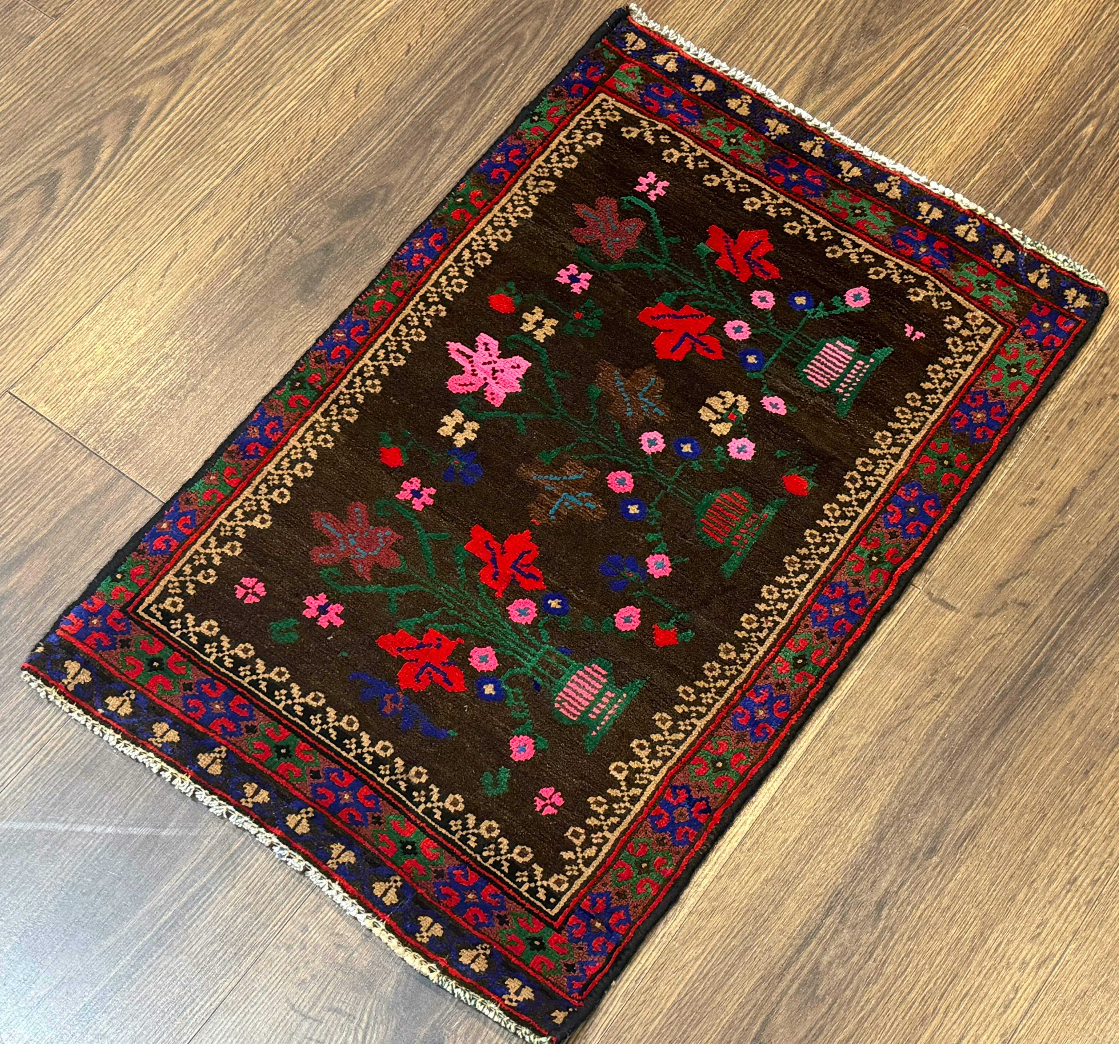Small Persian Balouch Rug, Tribal Rug, Multicolor, Persian Vase Design - Jewel Rugs