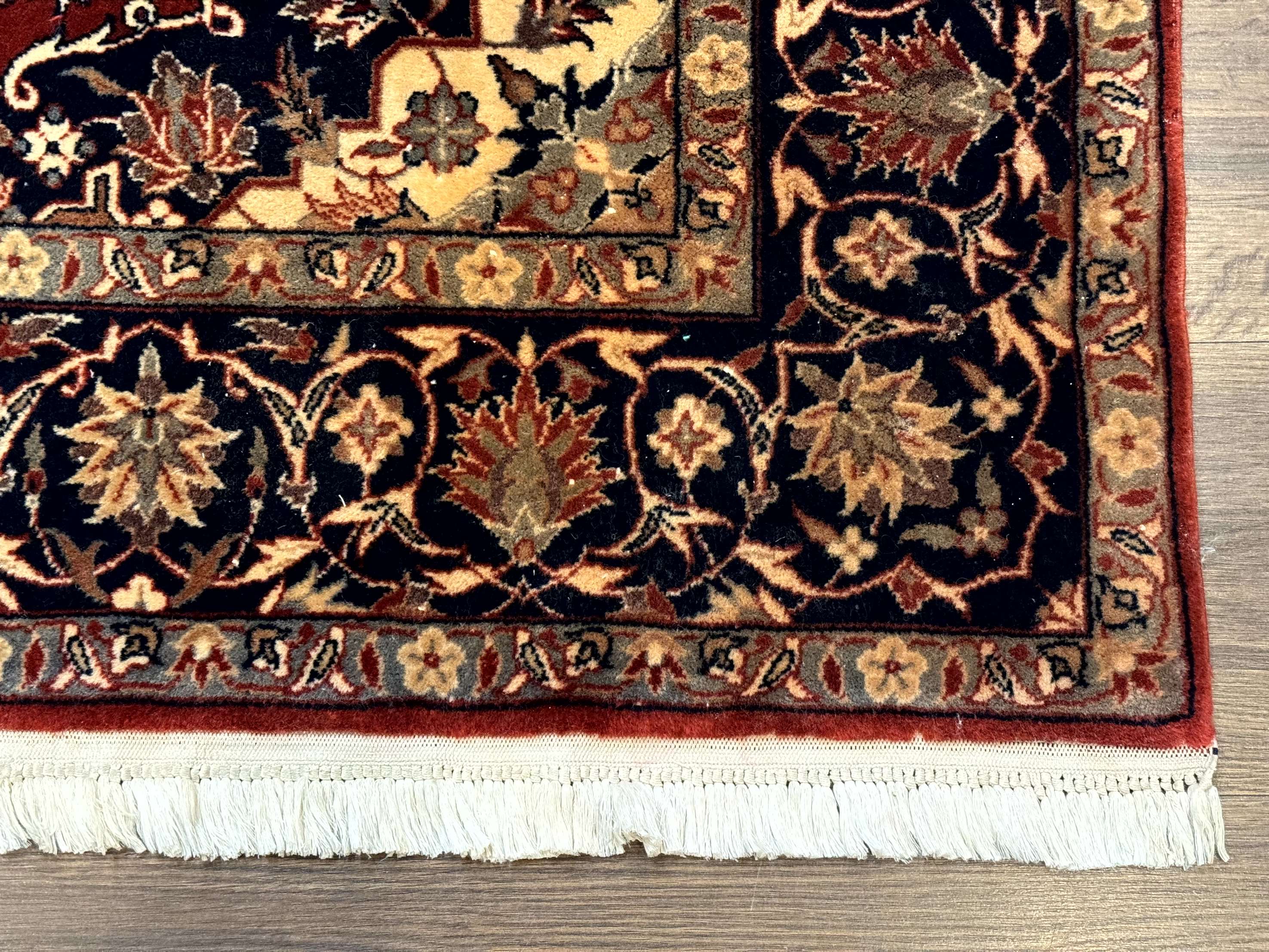 Sino Persian Rug 4x6, Traditional Wool Hand Knotted Carpet, Red Navy Blue, 225 KPSI - Jewel Rugs