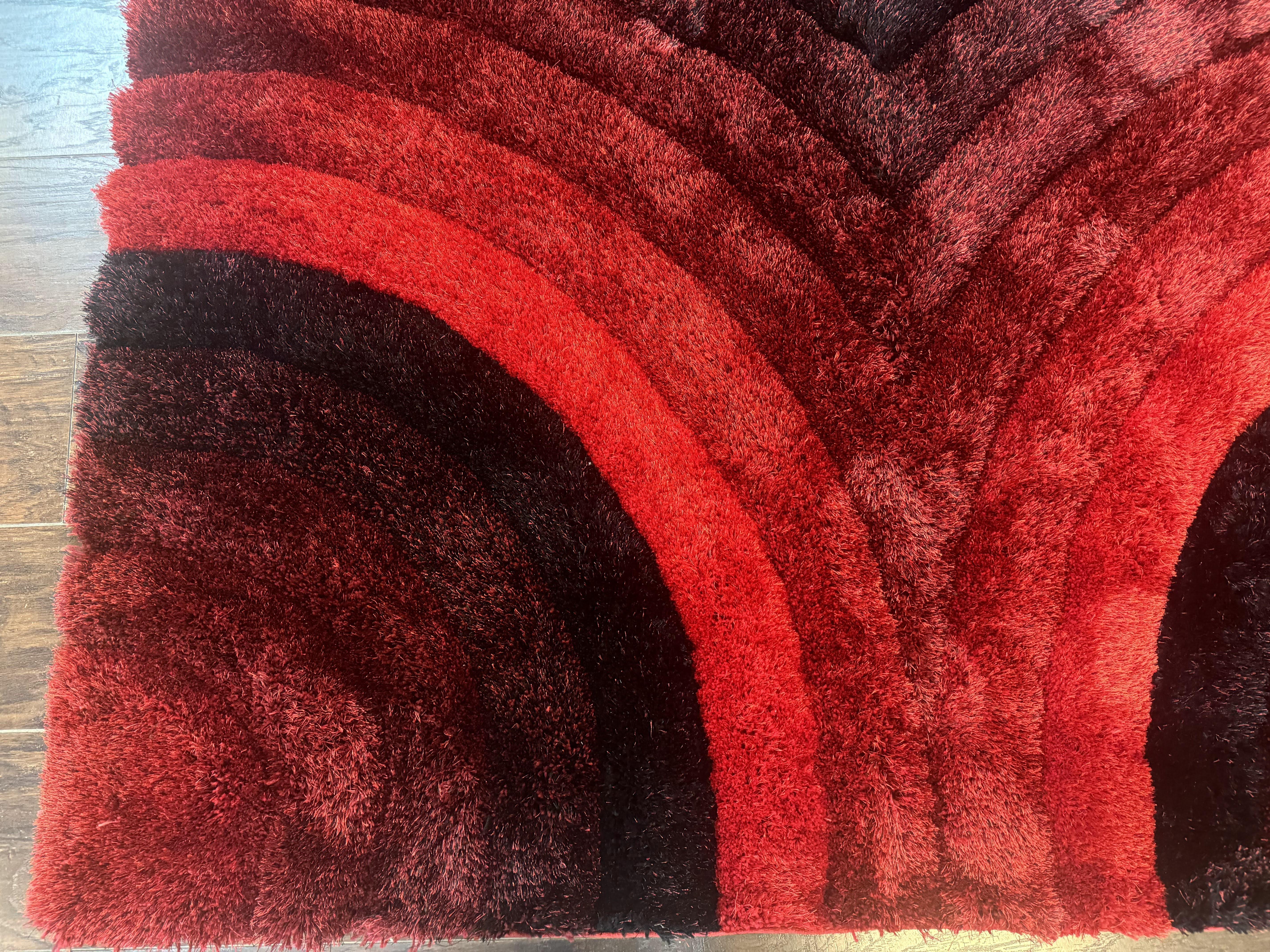 Red and Black Shag Rug 5x7, Pair B - Jewel Rugs