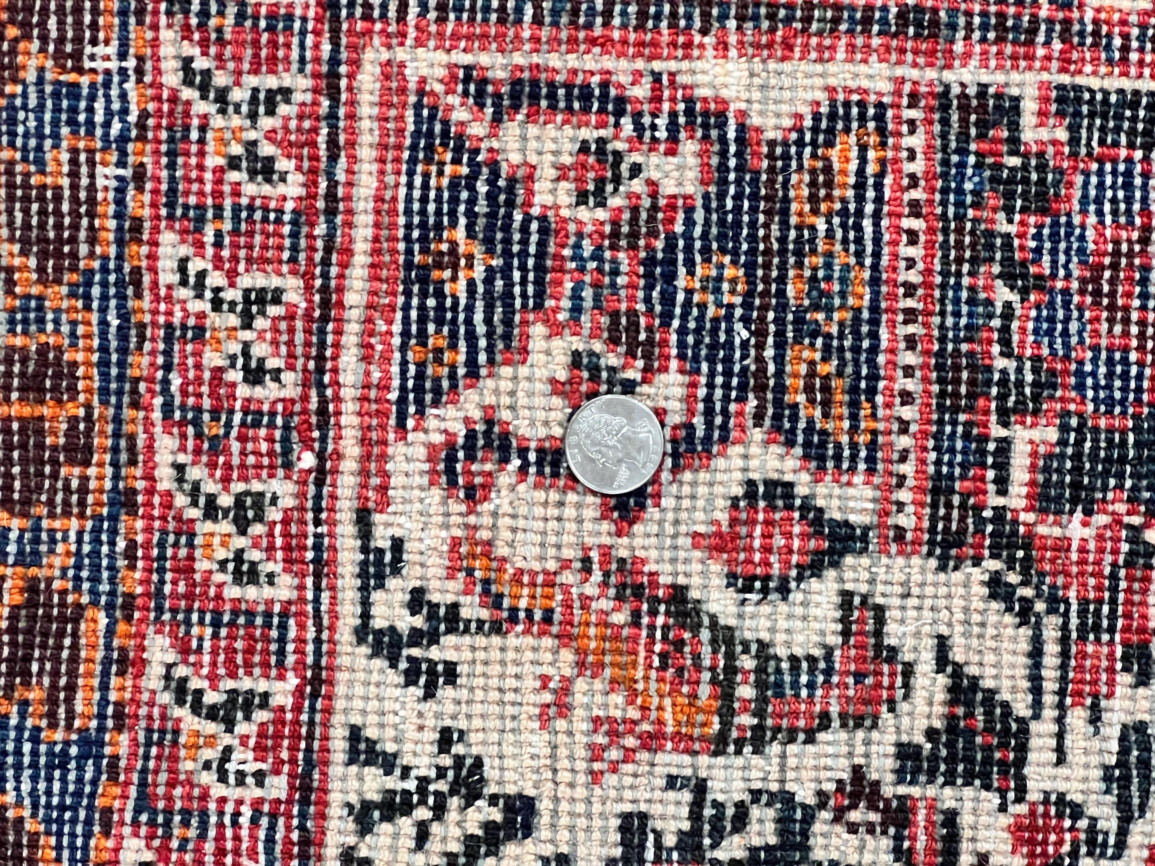 Persian Afshar Rug 6x8, Wool Hand Knotted Semi Antique Vintage Carpet, Floral Allover, Repeated Birds Flowers Vases Motifs - Jewel Rugs