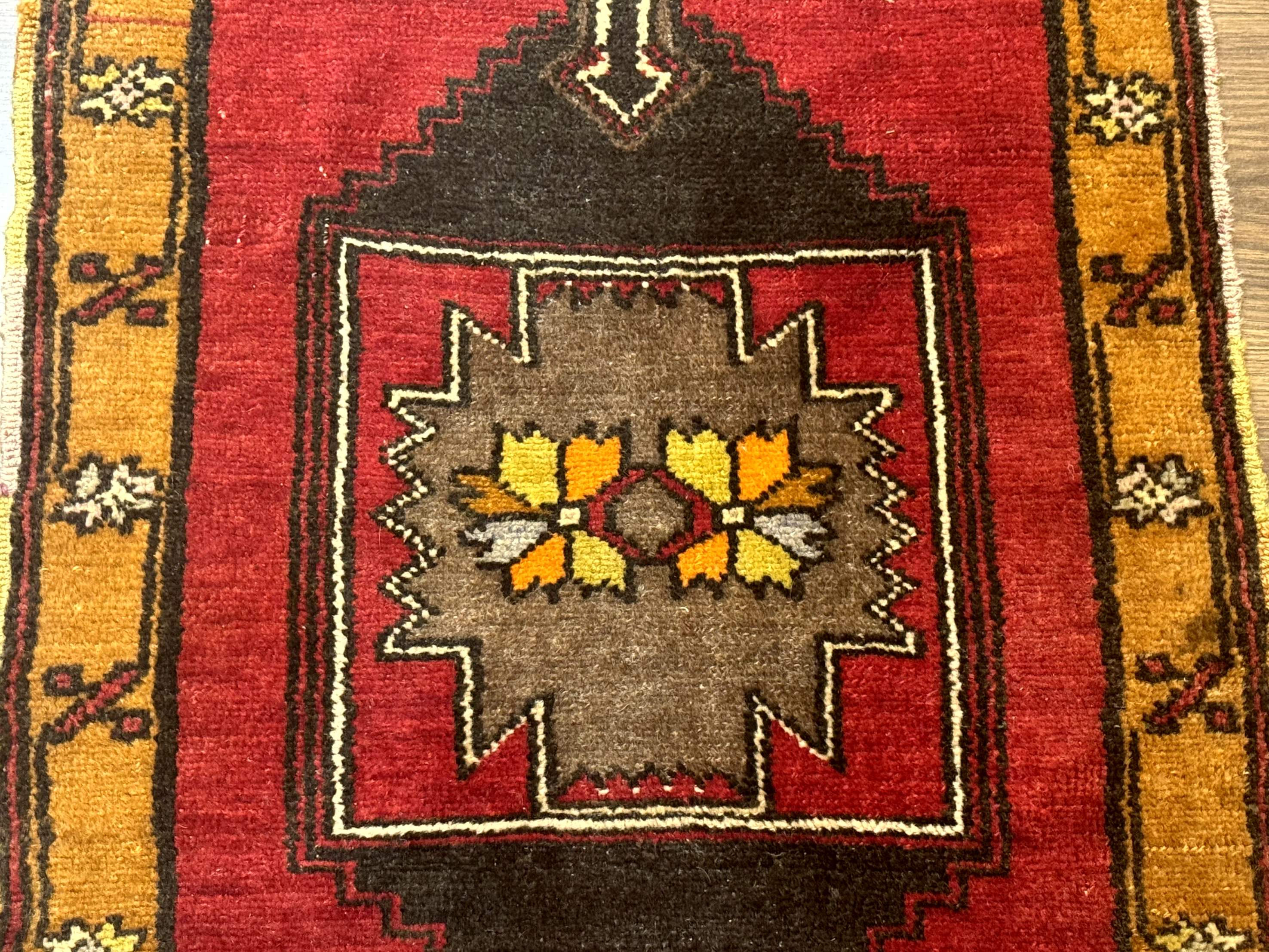 Turkish Yastik Rug 2x3, Geometric Medallion, Small Turkish Wool Rug, Red - Jewel Rugs