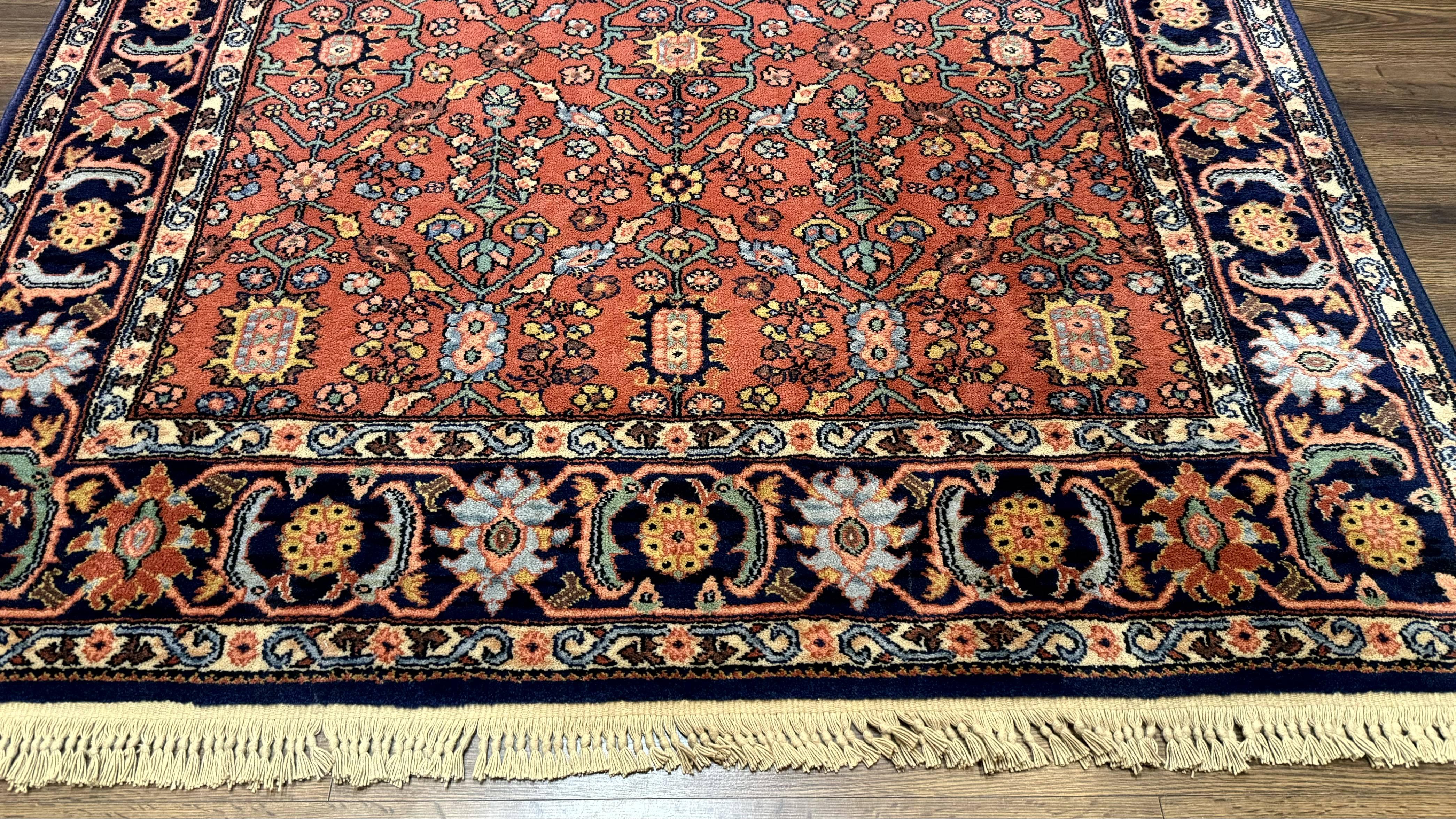 5.9 x 9 Karastan Serapi Rug #729, Wool Karastan Carpet, Original 700 Series, Red and Dark Blue, Discontinued, 6x9 Vintage Karastan, Rare - Jewel Rugs