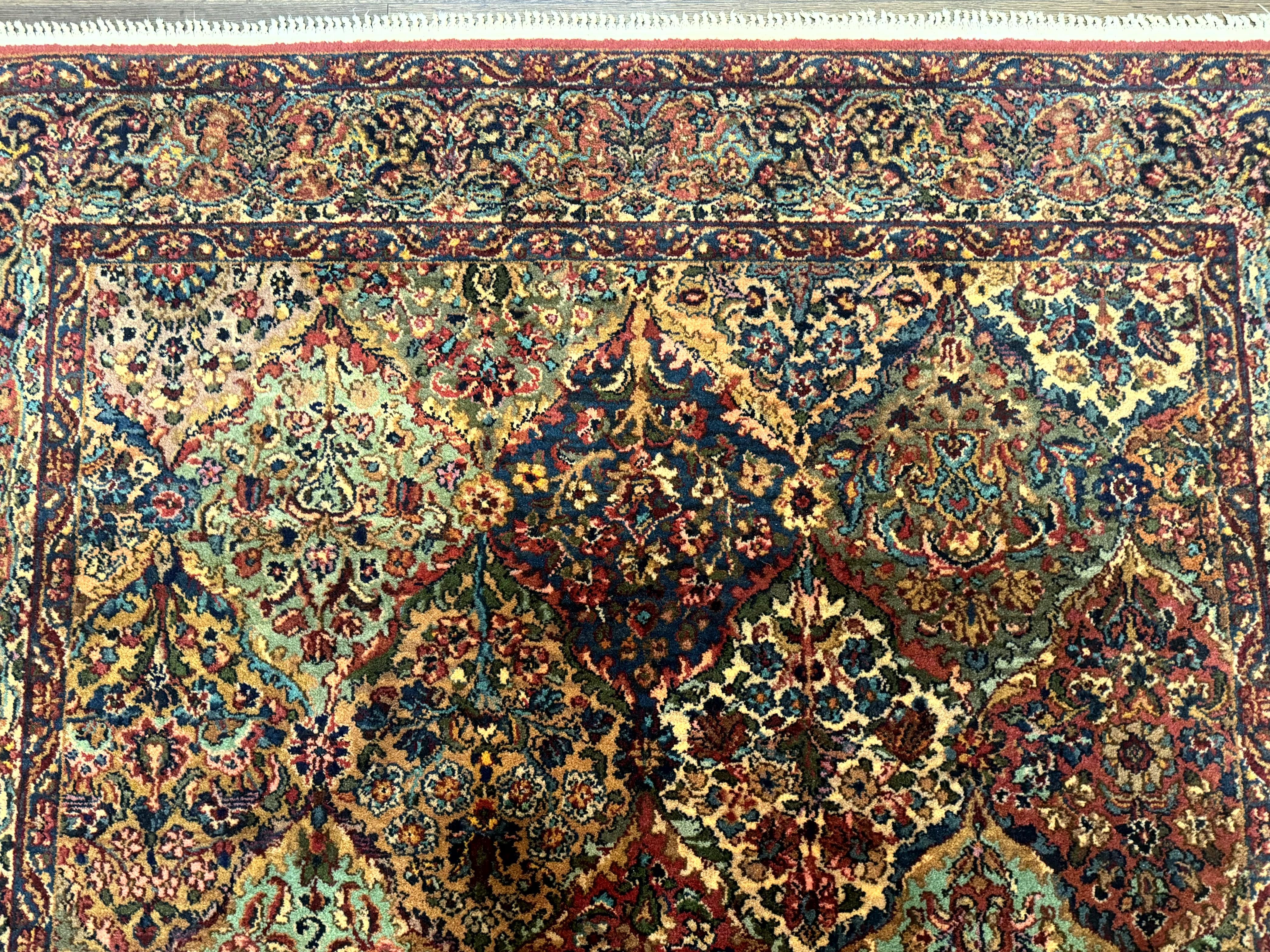 Karastan Rug 5.9 x 9, Multicolor Panel Kirman Rug #717, Wool Original Karastan Collection 700 Series - Jewel Rugs