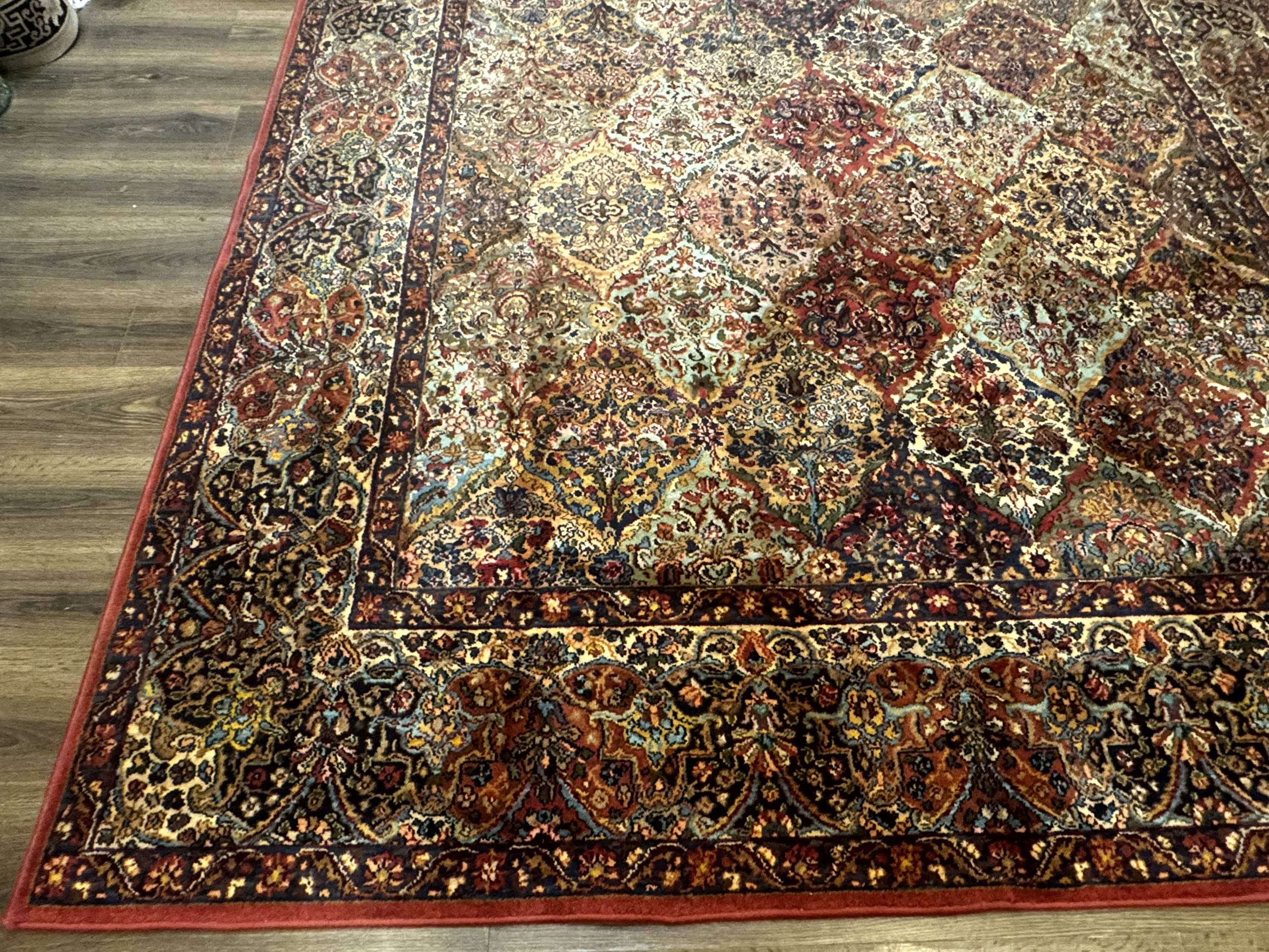 Square Karastan Multicolor Panel Kirman Rug #717, Rare Size 8.8 x 8.8, Original 700 Series, Wool - Jewel Rugs