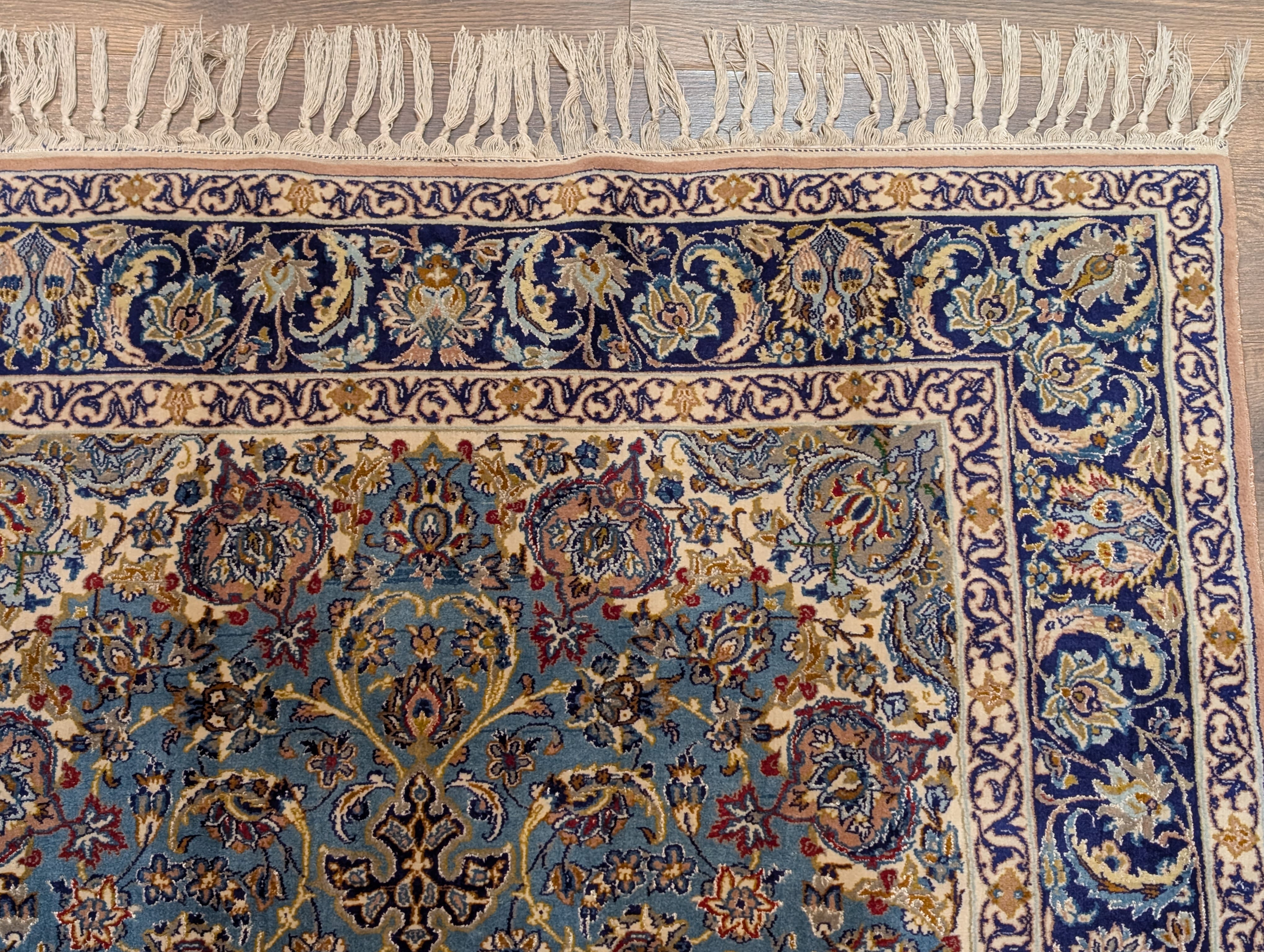 Persian Rug 3.6 x 5, Isfahan Rug, Light Blue, Super Fine 630 KPSI, Silk Foundation - Jewel Rugs