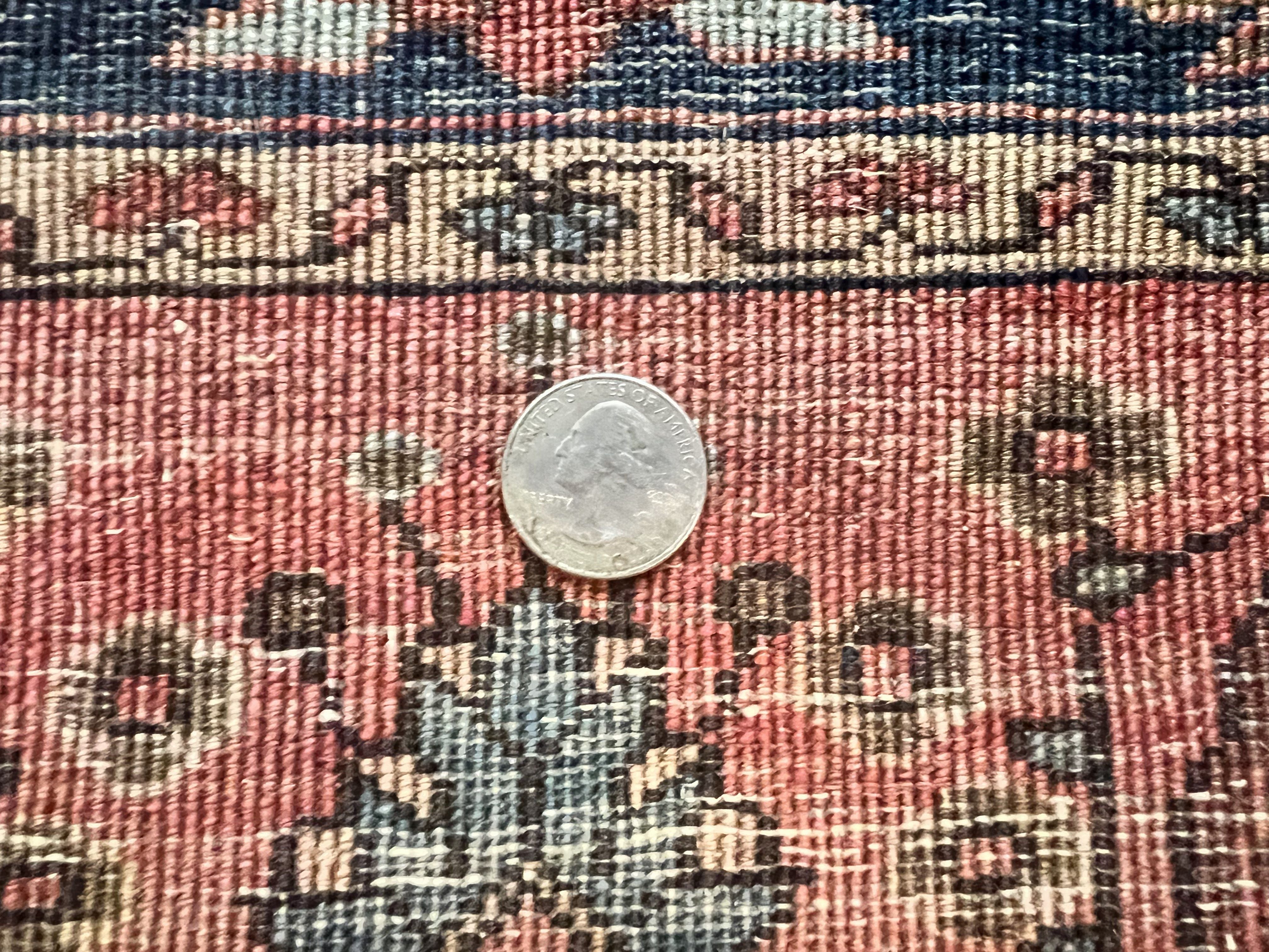 Persian Sarouk Rug 3x5, Antique Persian Carpet, Red and Navy Blue, Hand Knotted Handmade Floral Wool 1920s Fine Oriental Rug - Jewel Rugs