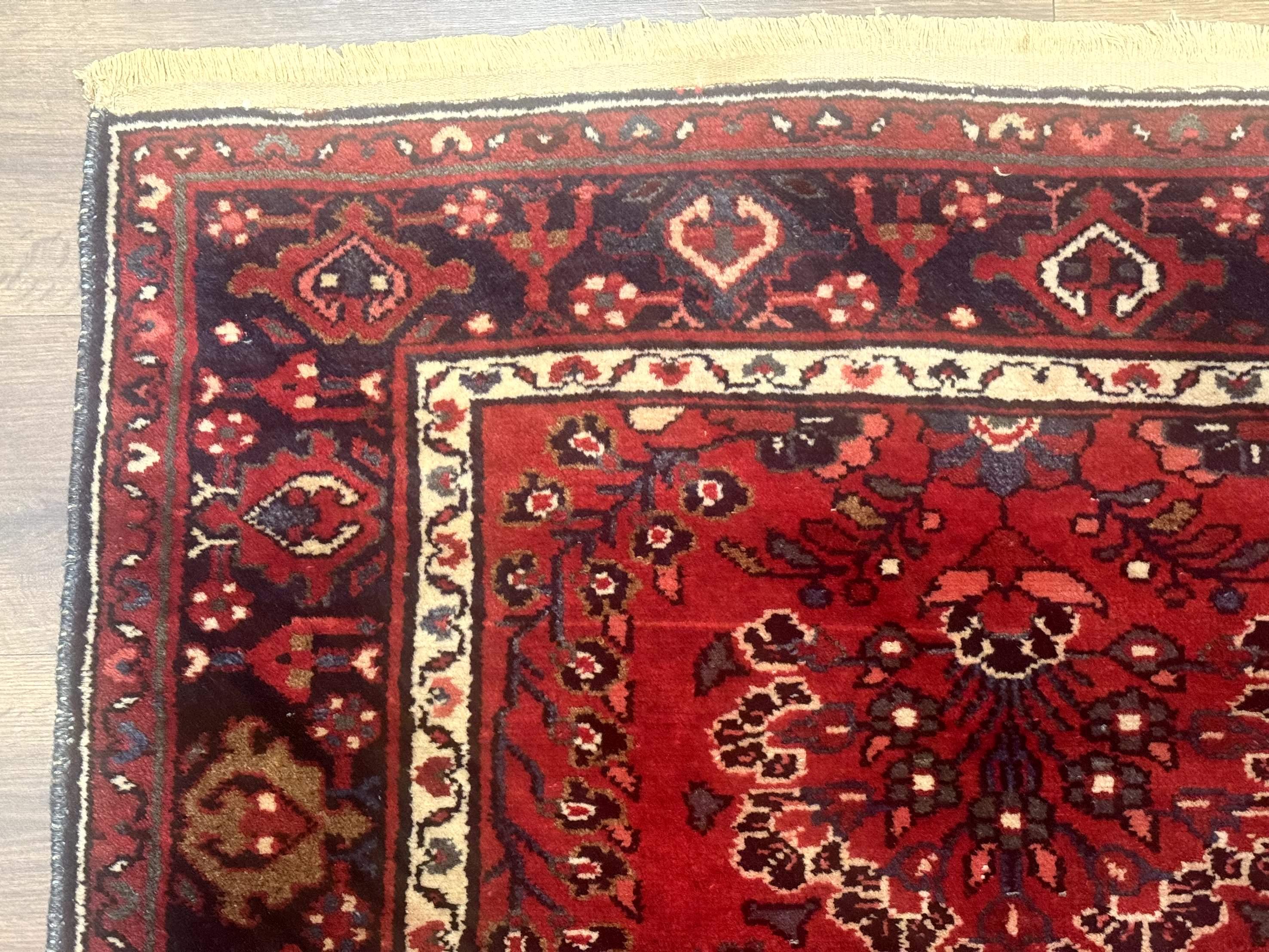 Red Persian Rug 2.6 x 6.8, Floral, Antique Per'sian Carpet, Persian Malayer Rug, Hamadan Rug - Jewel Rugs