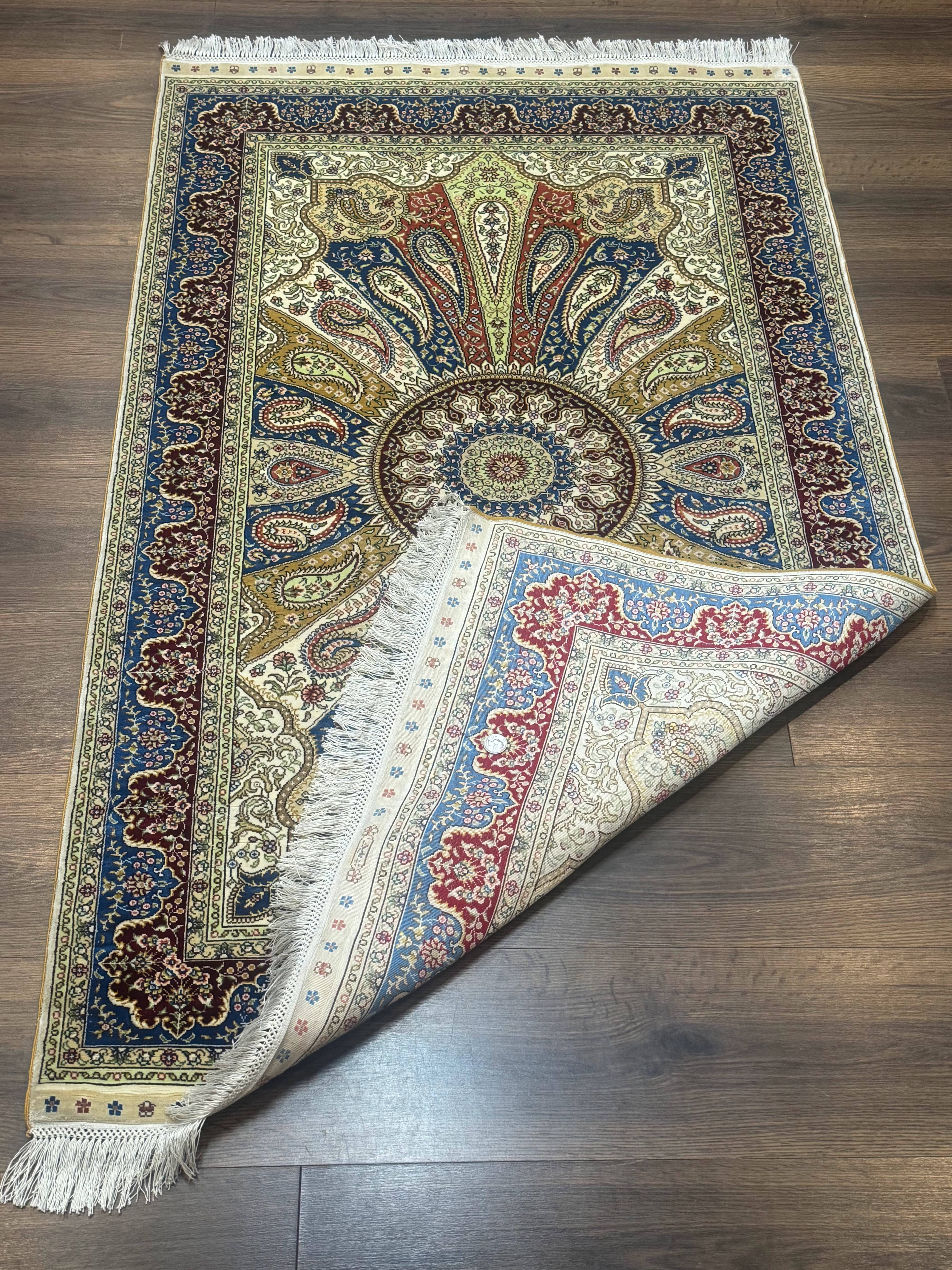 Colorful Turkish Silk Hereke Rug 3x5 with Signature, Unique Design, Very Fine 340 KPSI - Jewel Rugs
