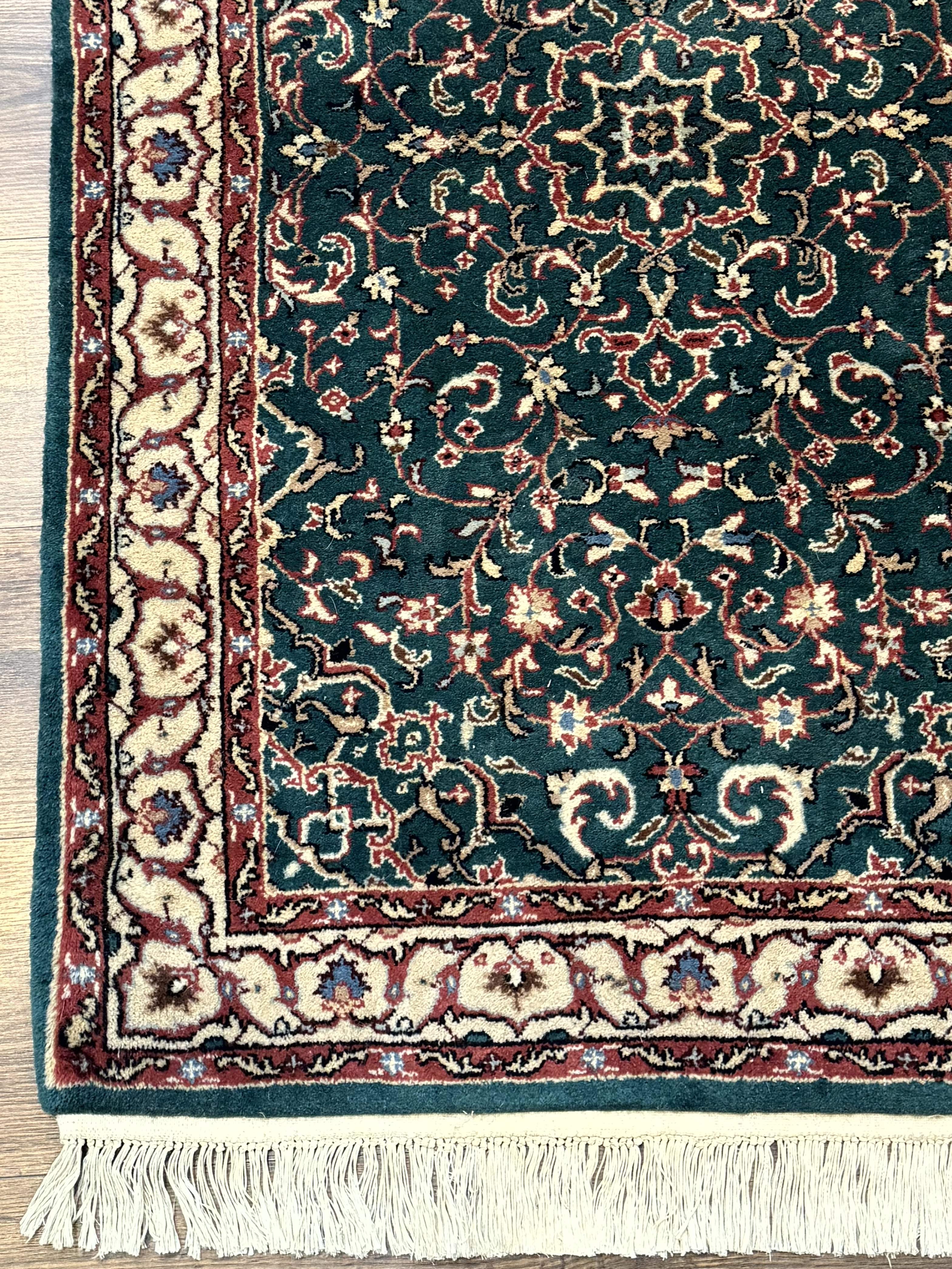 Dark Green Indo Persian Rug 2.5 x 4, Hand Knotted Wool Small Oriental Carpet - Jewel Rugs