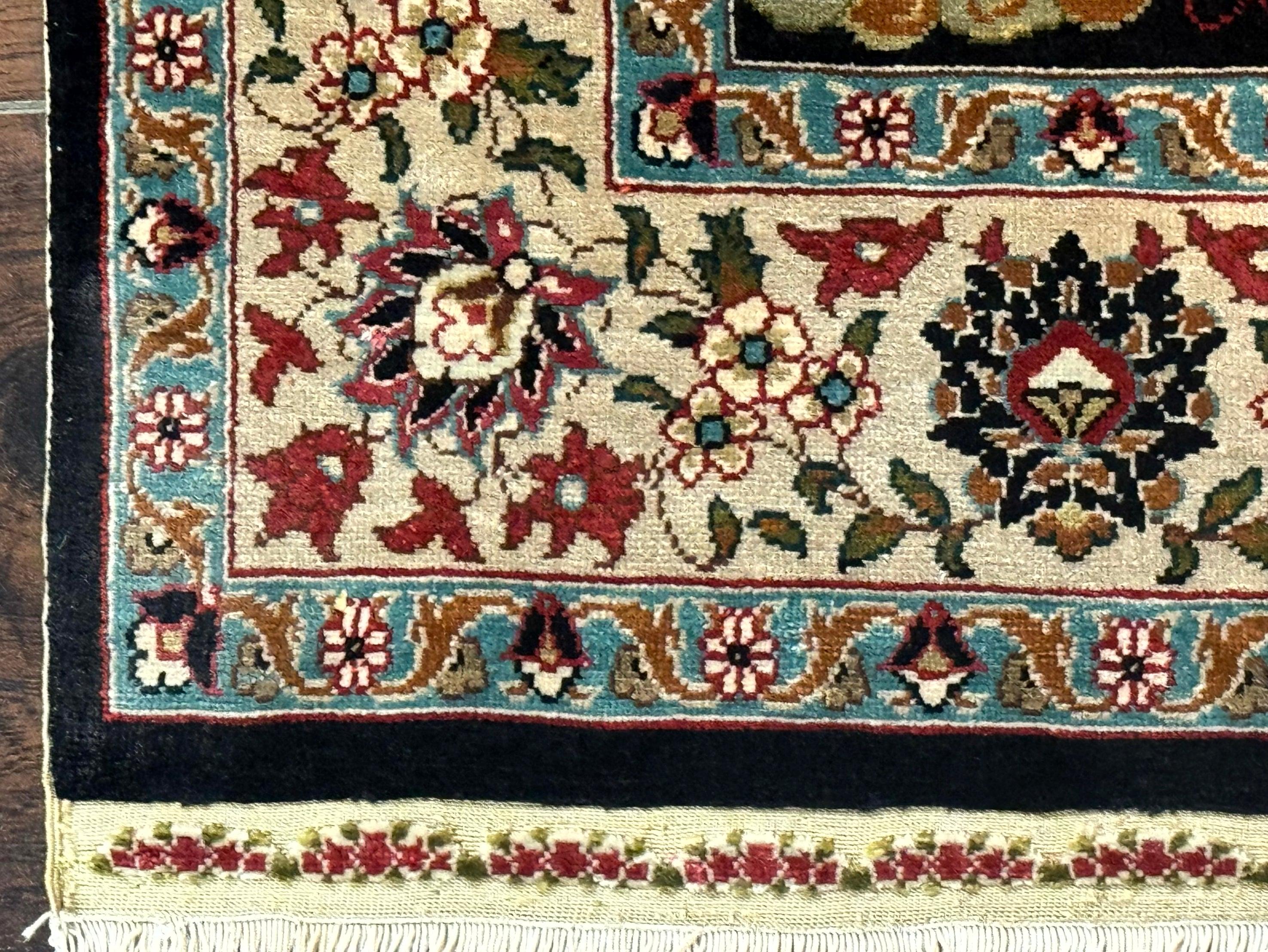 Small Silk Turkish Hereke Rug 2x3, Tree of Life Design, Bird and Animal Pictorials, Very Fine 480 KPSI, Silk on Silk, Signed By Masterweaver - Jewel Rugs