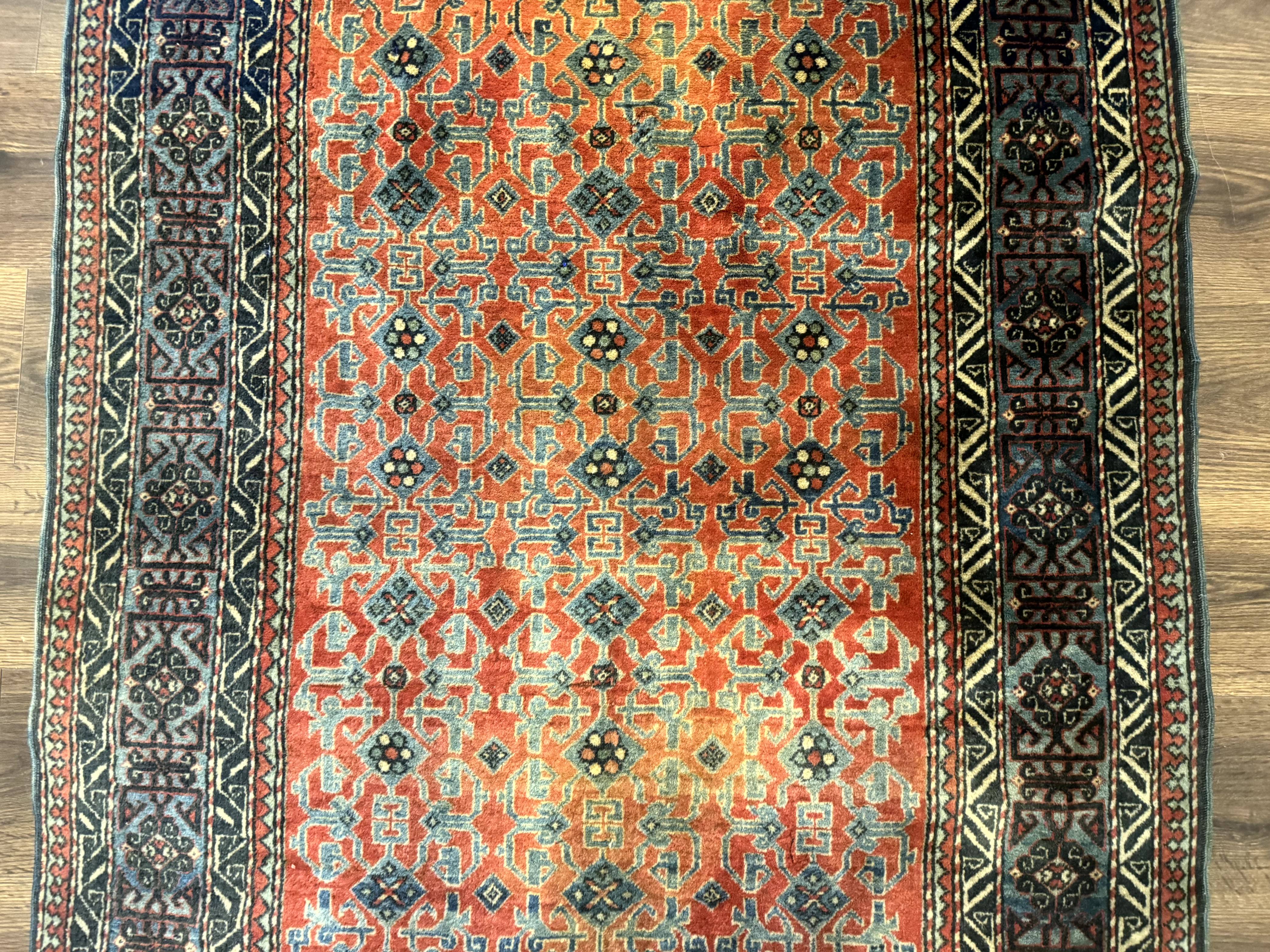 Caucasian Rug 4x6, Allover Pattern, Tomato Red - Jewel Rugs