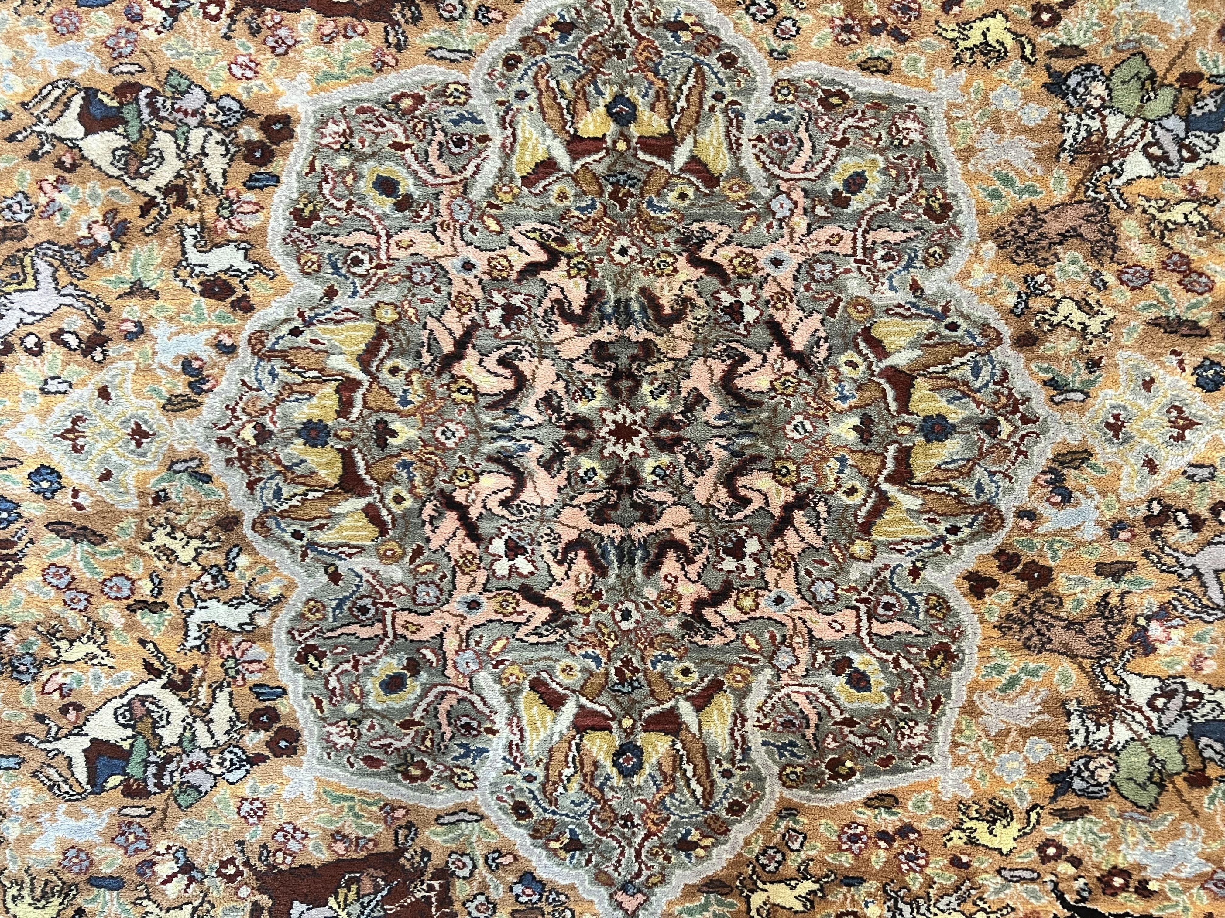 Karastan Rug 8.8 x 12 Persian Hunting Rug #723, Wool Pile Karastan Area Rug, Discontinued Original 700 Series Karastan Carpet, Room Sized - Jewel Rugs