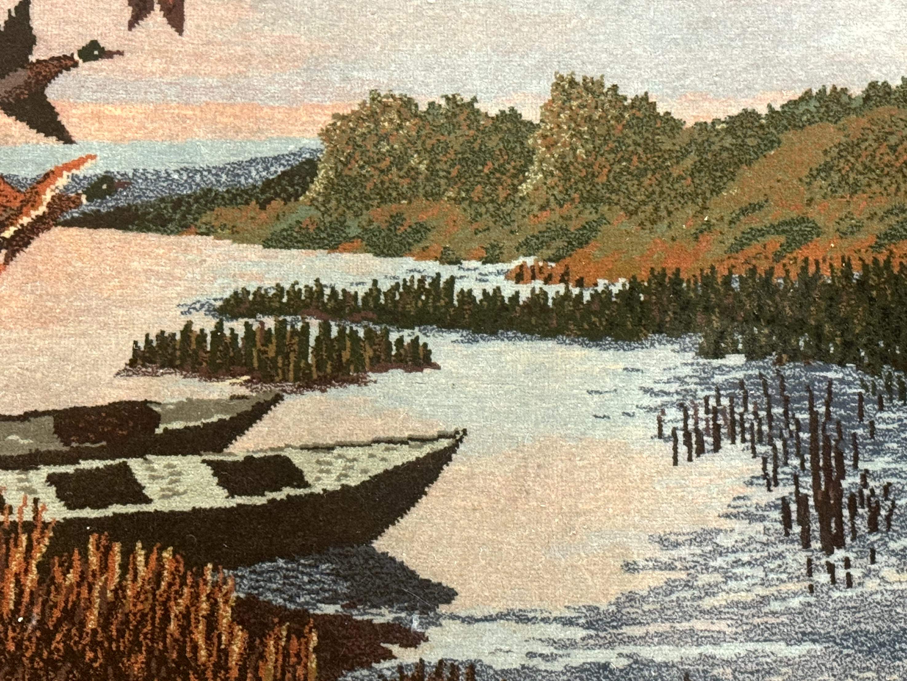 Persian Tabriz Pictorial Rug 3x2, Wall Hanging Rug, Nature Scene, Boats, Fine 330 KPSI, Kork Wool - Jewel Rugs