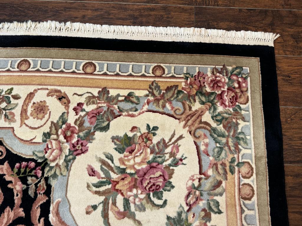 Aubusson Rug 8x10, Floral, Wool Pile, Elegant, European Design, Handmade, Fine - Jewel Rugs