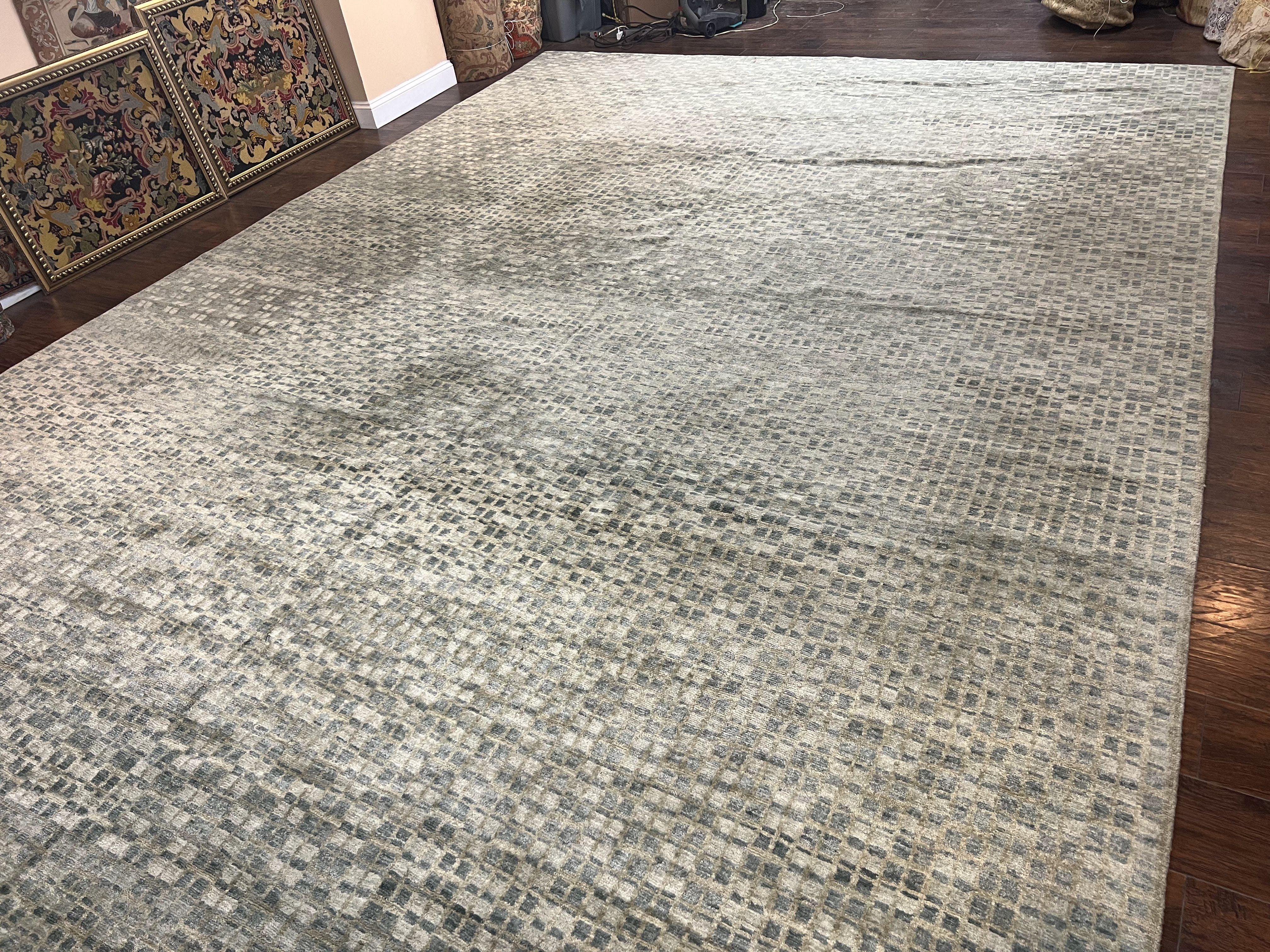 Extra Large Nepali Rug 12x18, Handmade Wool Modern Tibetan Oversized Carpet, Michaelian & Kolhberg - Jewel Rugs