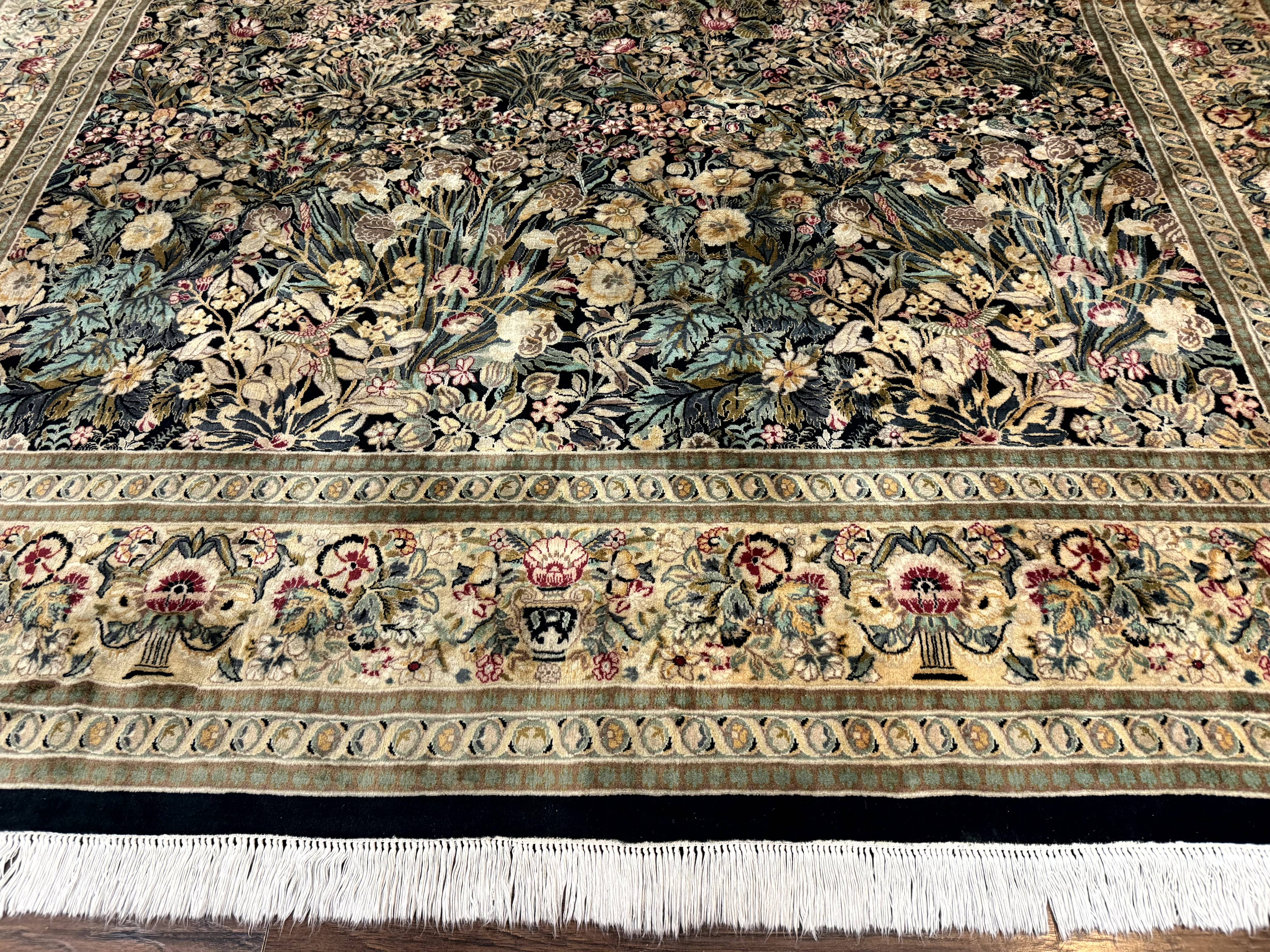 Pak Persian Rug 9x12, William Morris Floral Pattern, Bird Motifs, Wool Pakistani Oriental Carpet, 260 KPSI - Jewel Rugs