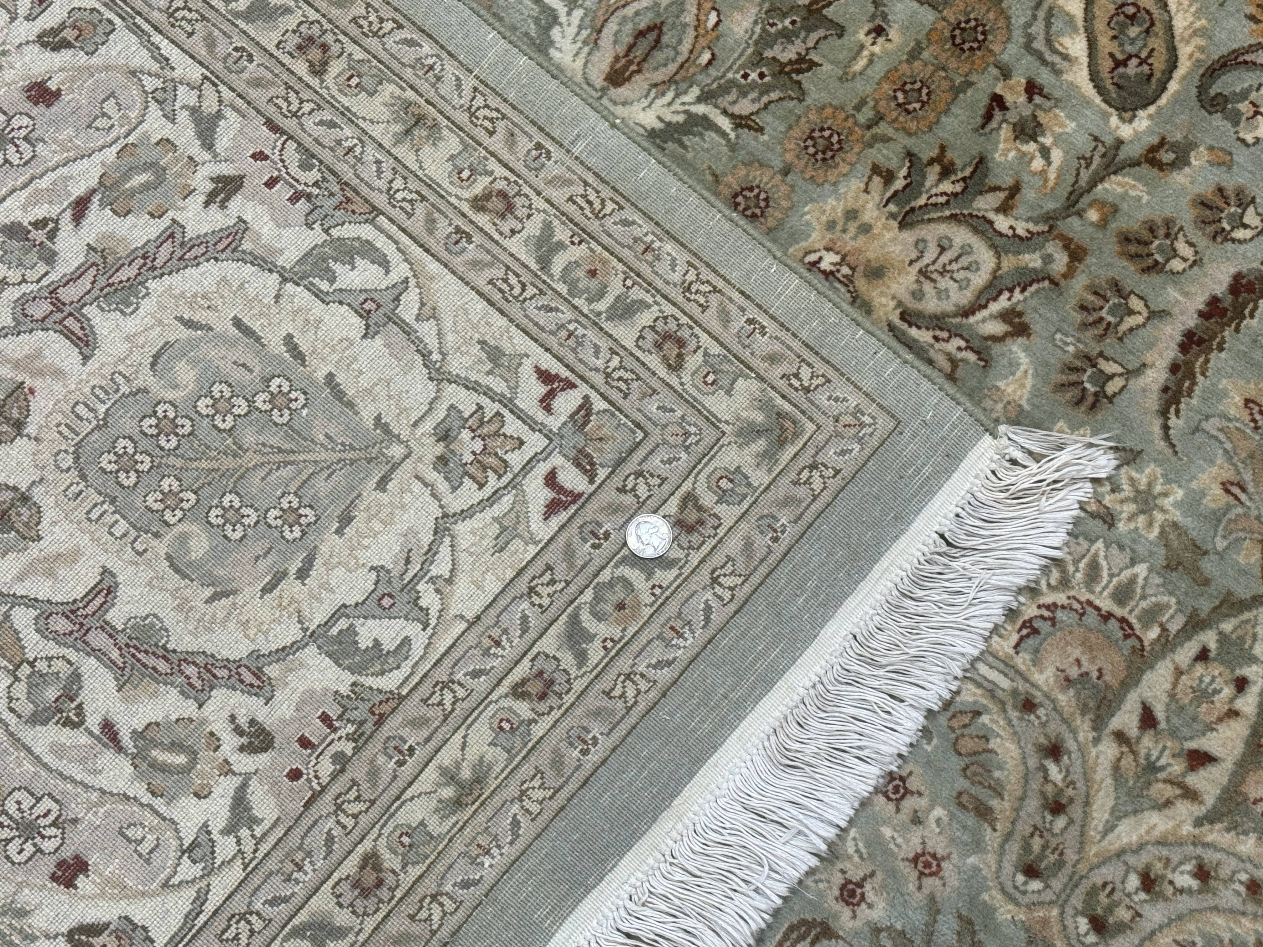 Fine Pak Persian Rug 9x12, Light Sage Green & Ivory, Allover Pattern, Boteh, Handmade, 200 KPSI - Jewel Rugs