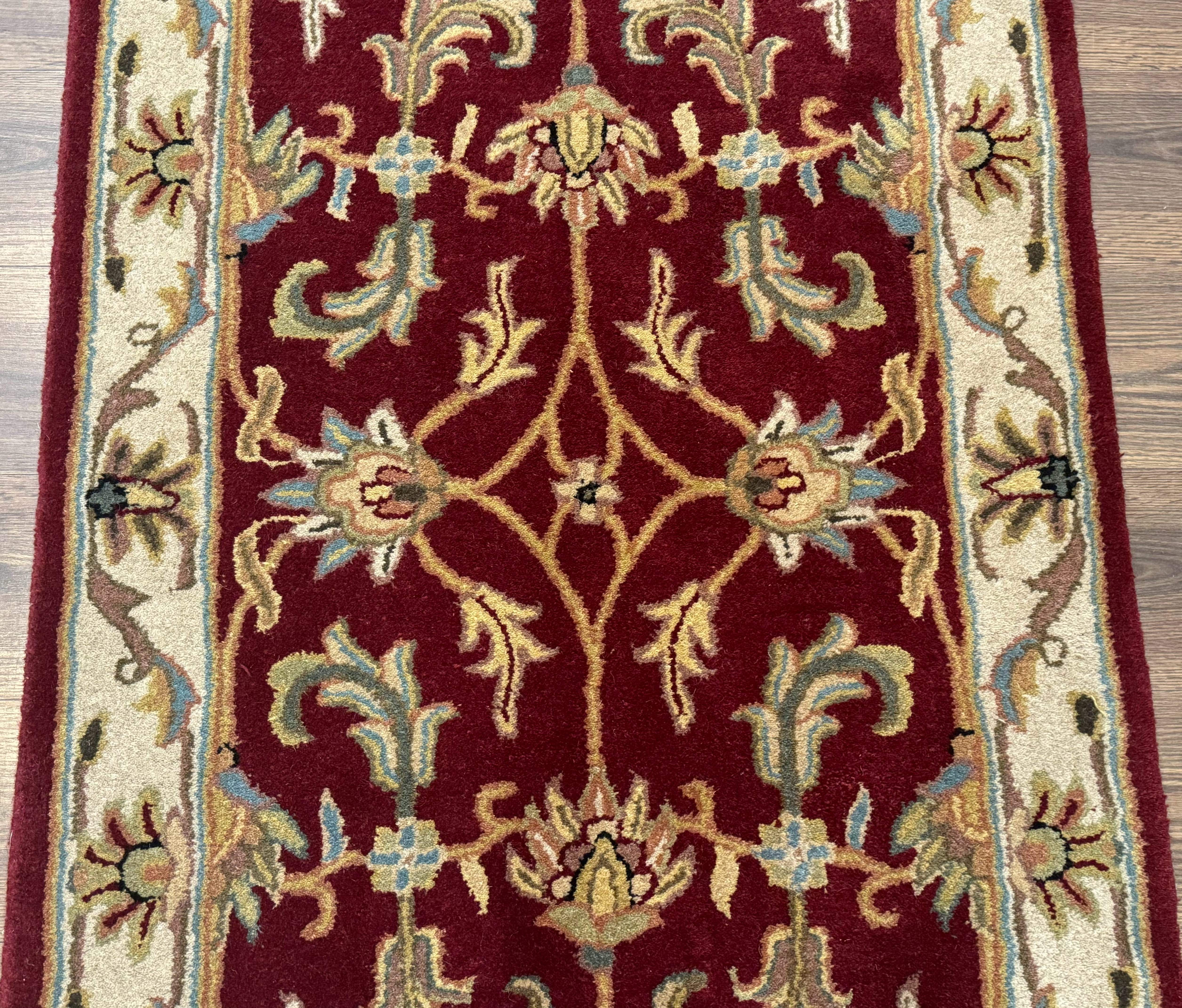 Small Floral Wool Rug 3x5, Safavieh Heritage Collection, Dark Red, Pair B - Jewel Rugs