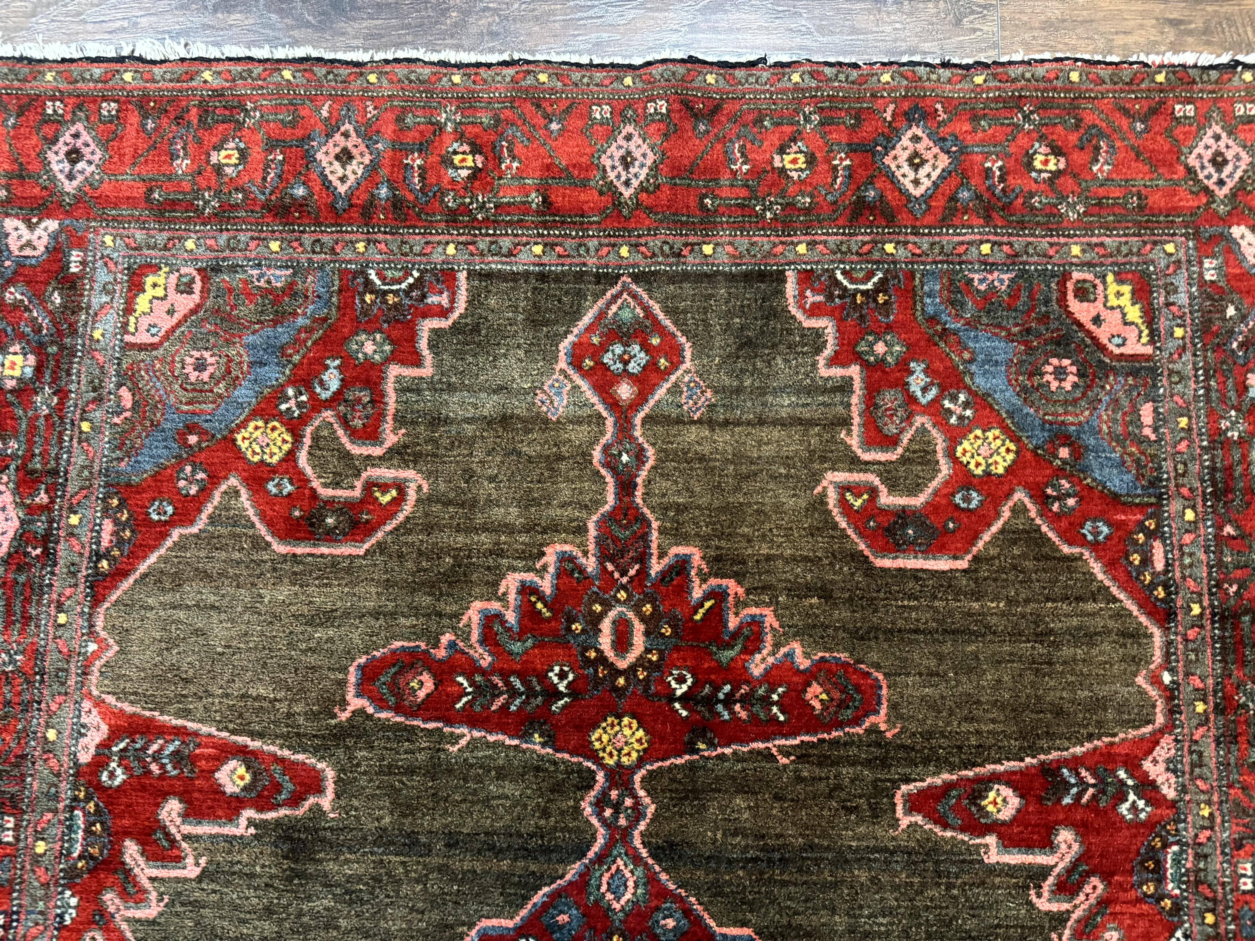 Antique Persian Tribal Rug 5x7, Geometric Wool Carpet, Kurdish Senneh Rug - Jewel Rugs