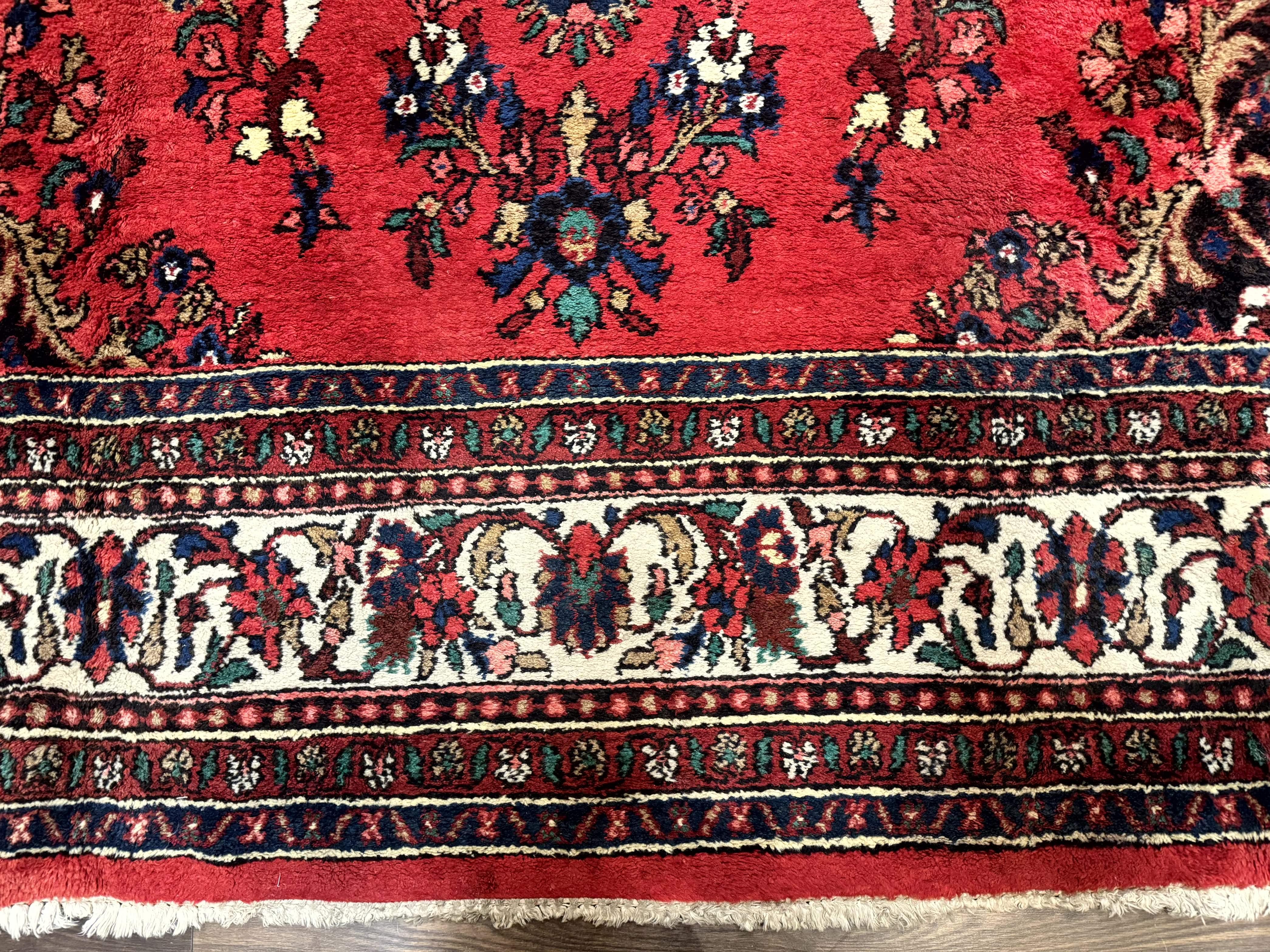 Palace Size Persian Rug 11x18, Red, Bibikabad Rug, Handmade Large Wool Carpet, Persian Hamadan Rug, Dargazin Rug - Jewel Rugs