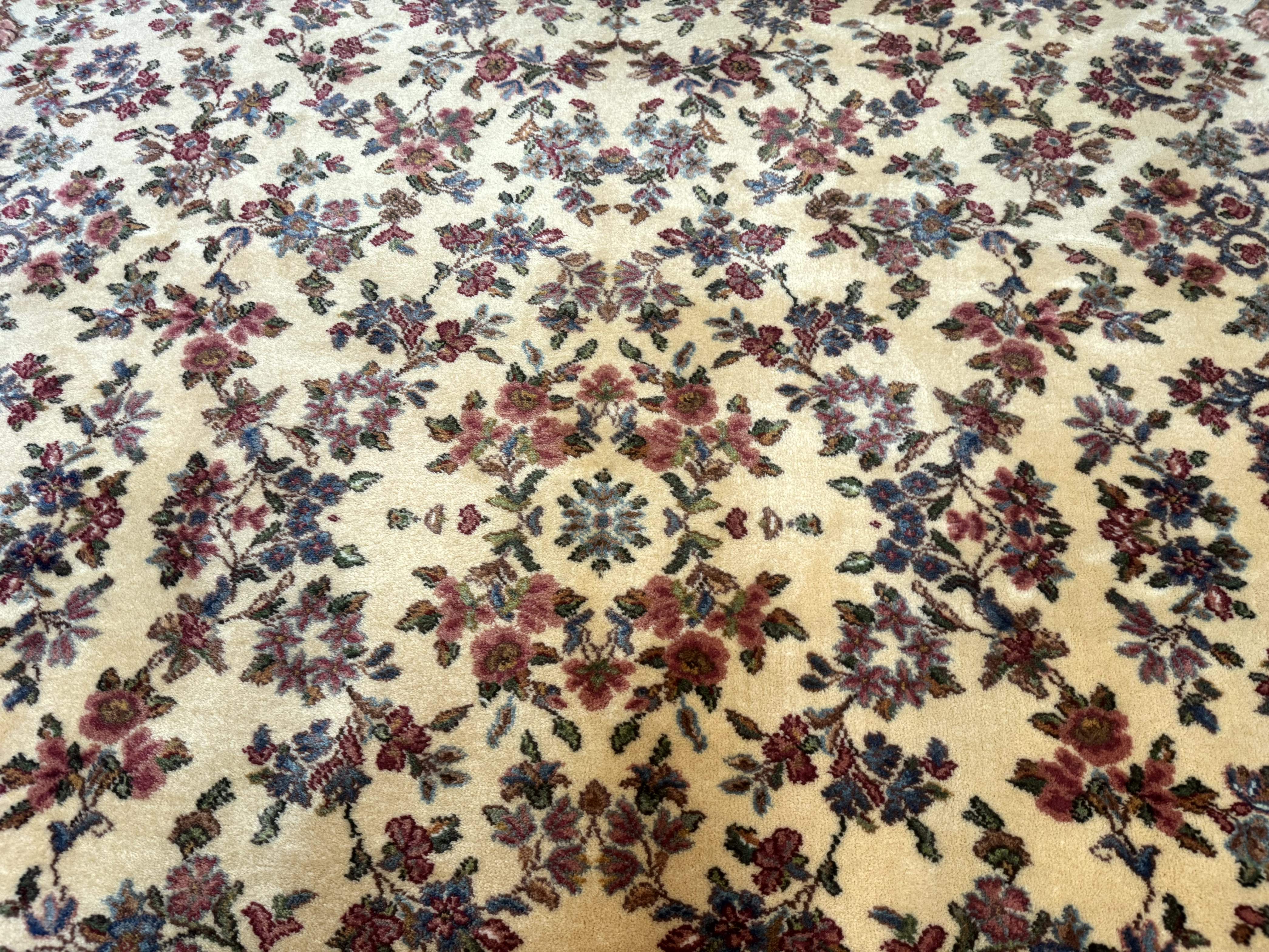 8.8 x 10.6 Karastan Kirman Rug #788, Wool Vintage Discontinued Floral Carpet - Jewel Rugs