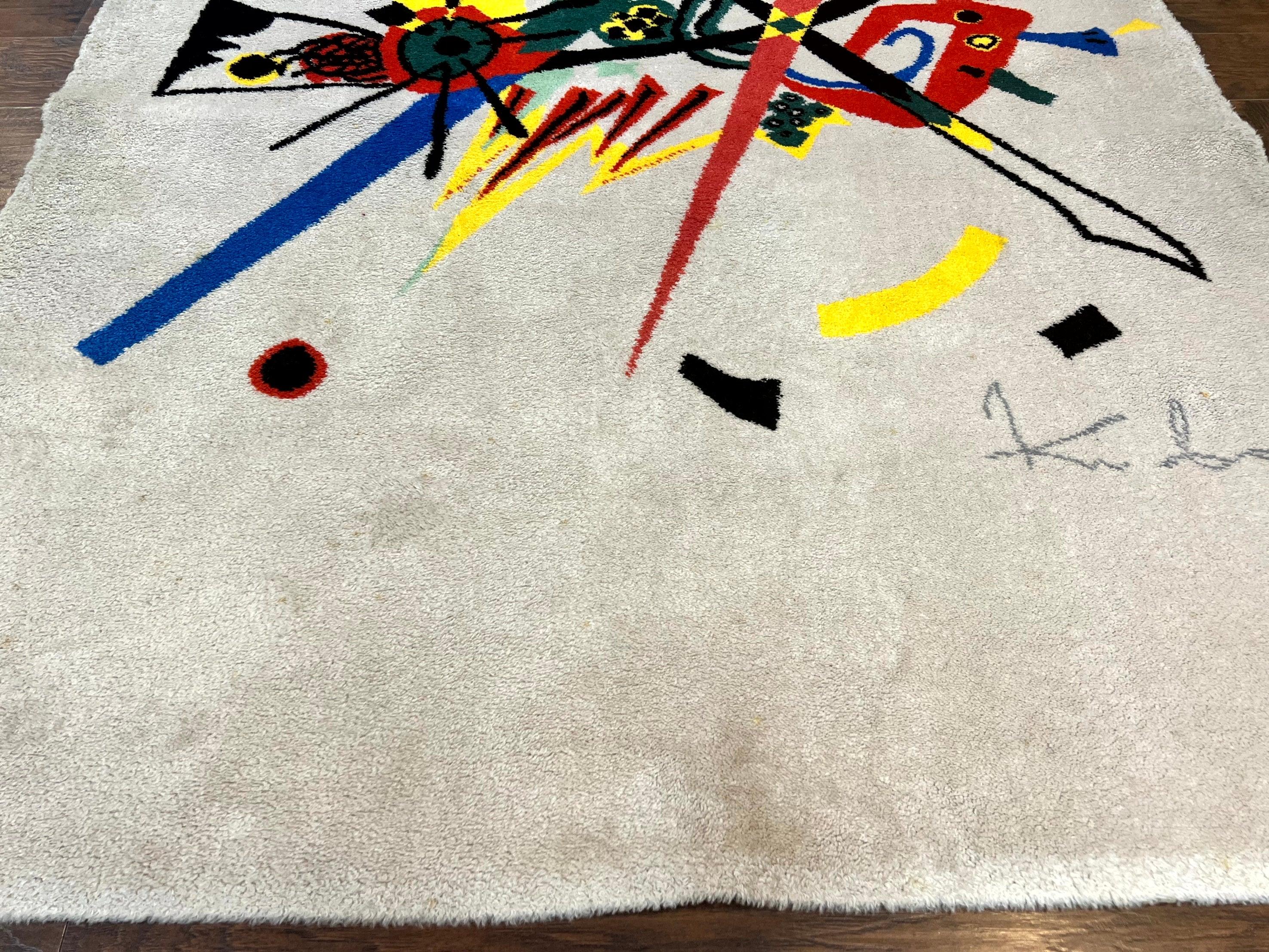 Danish Rya Shag Rug 6x9, EGE Axminster Carpet, Ivory, Modern Abstract Rug, Signed by Designer - Jewel Rugs