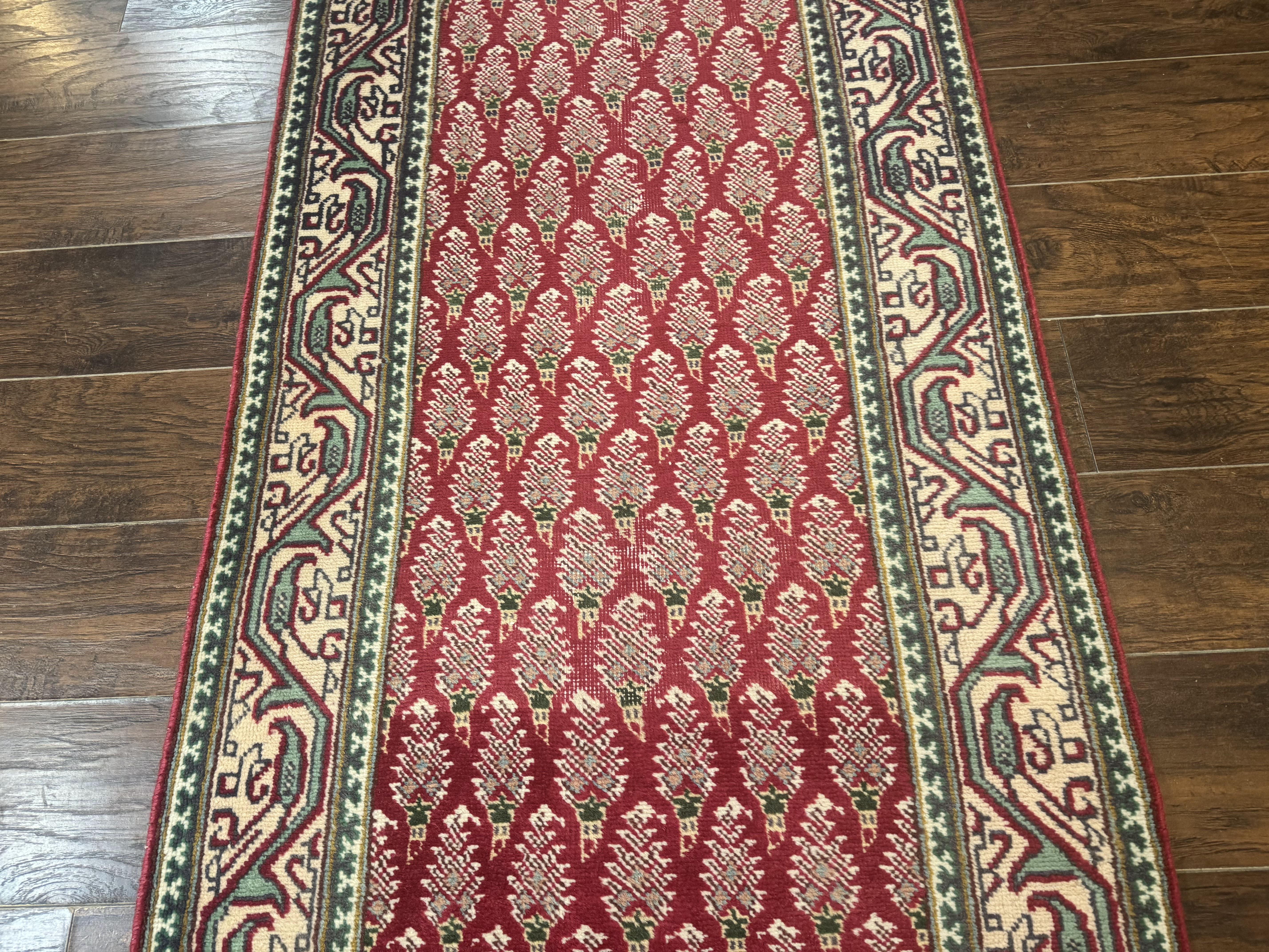 Persian Tabriz Runner Rug 3x16, Paisley Boteh Design, Red and Cream, Rug for Hallway, 16ft Wool Runner - Jewel Rugs