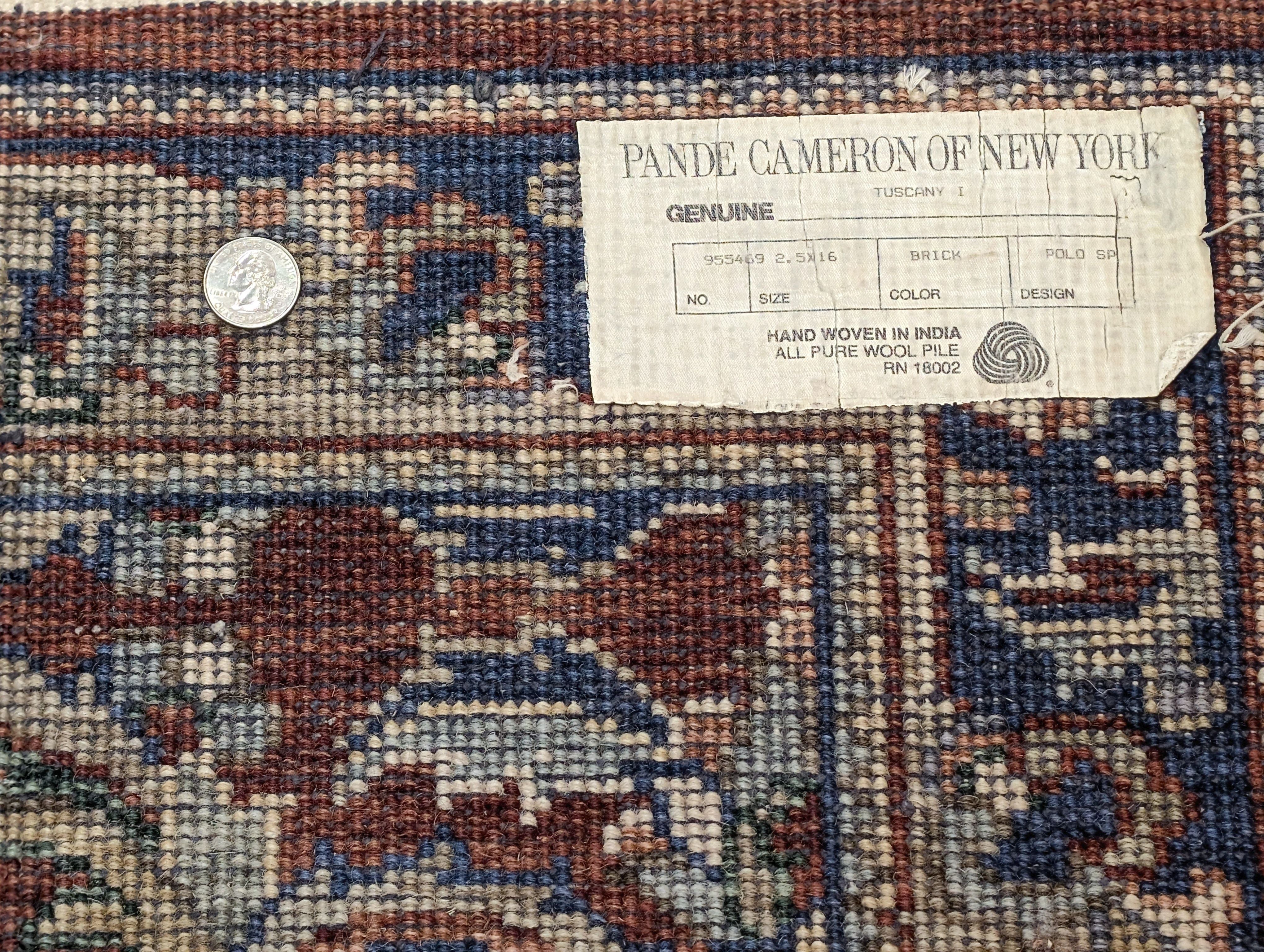 Indo Persian Runner Rug 2.6 x 16, Long Narrow Rug for Hallway, Brick Red and Blue - Jewel Rugs