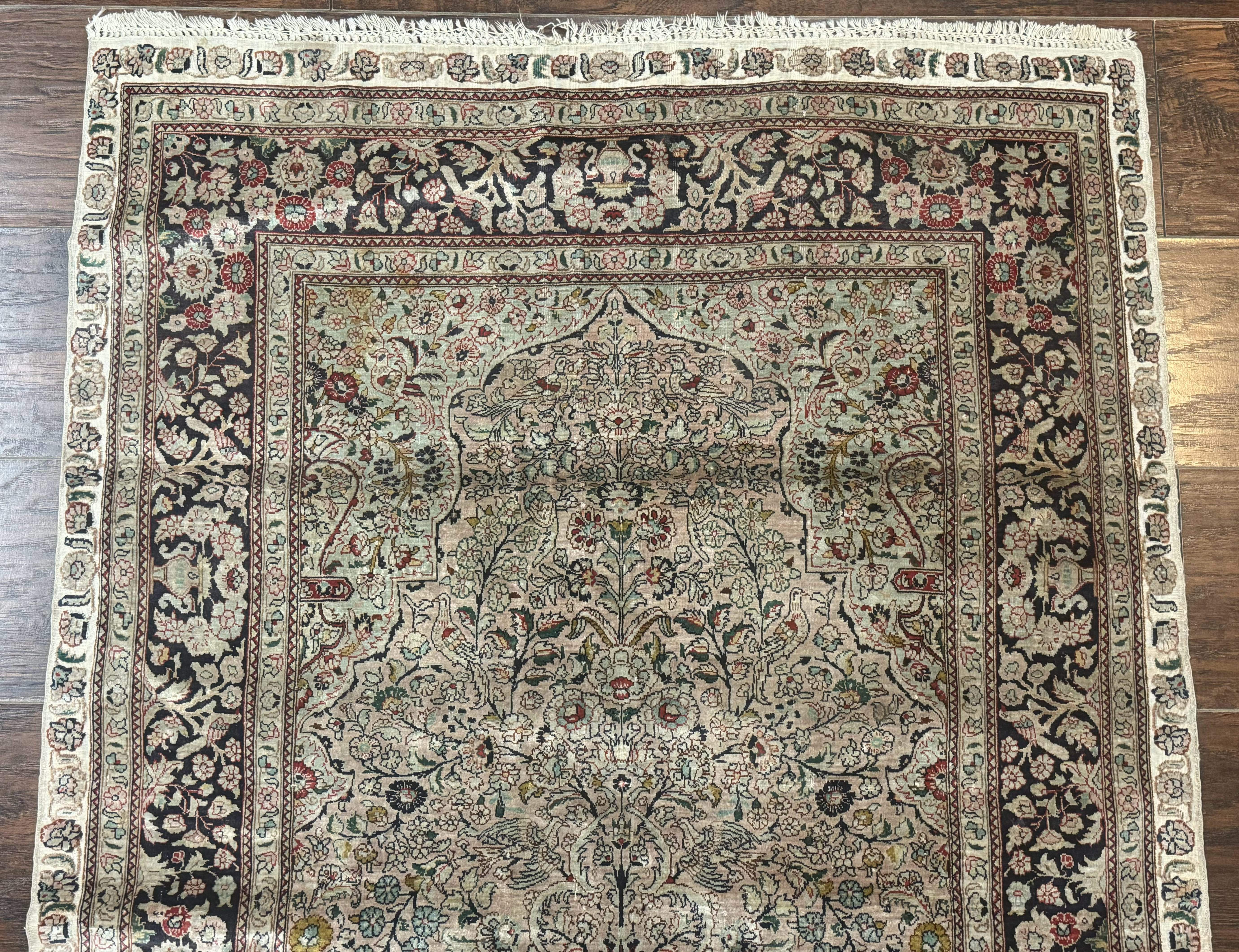 Sino Persian Silk Tree of Life Rug 3x5, Very Fine 550 KPSI, Taupe - Jewel Rugs