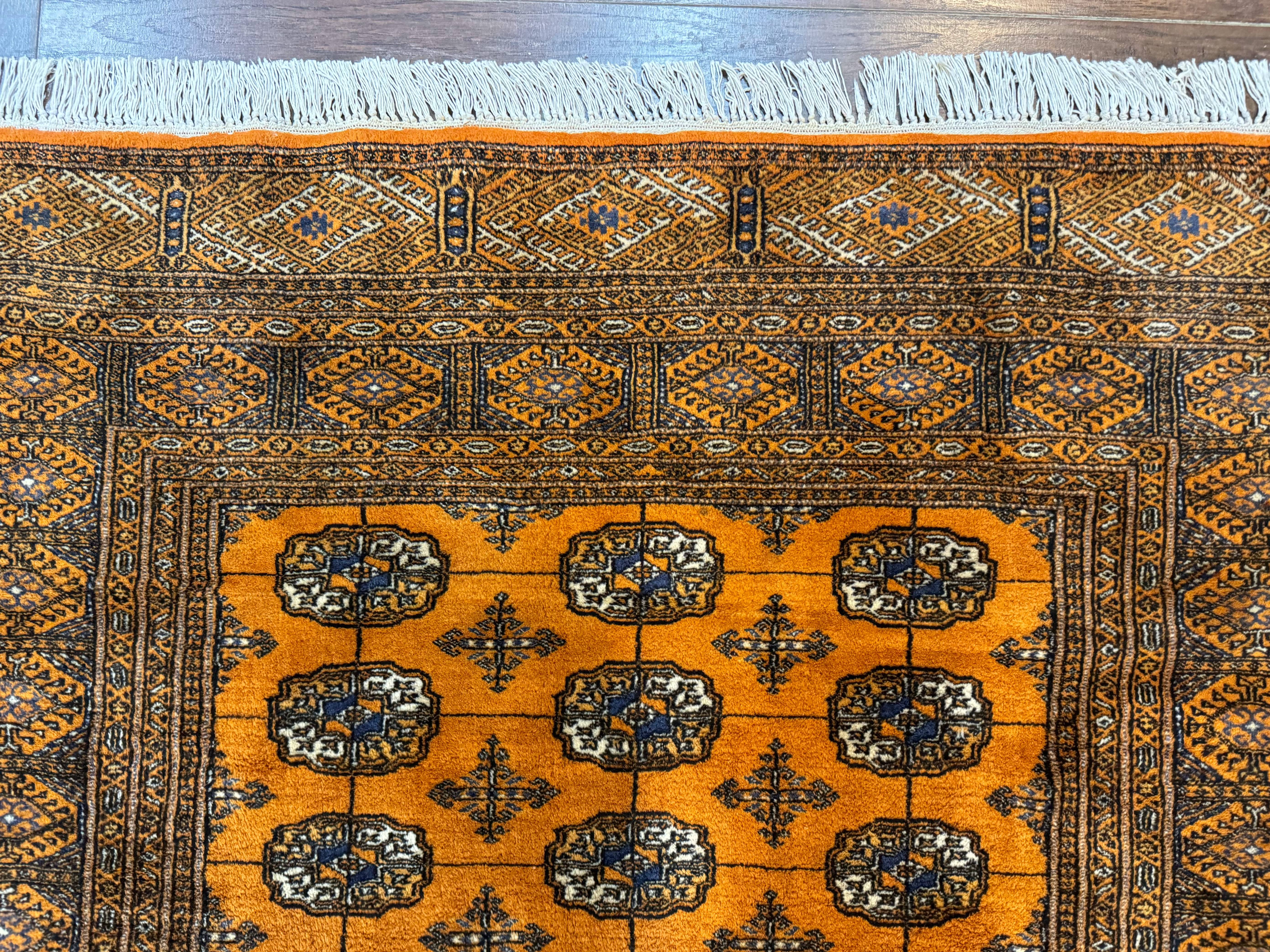 Pakistani Bokhara Turkoman Rug 4x6, Orange, Fine - Jewel Rugs