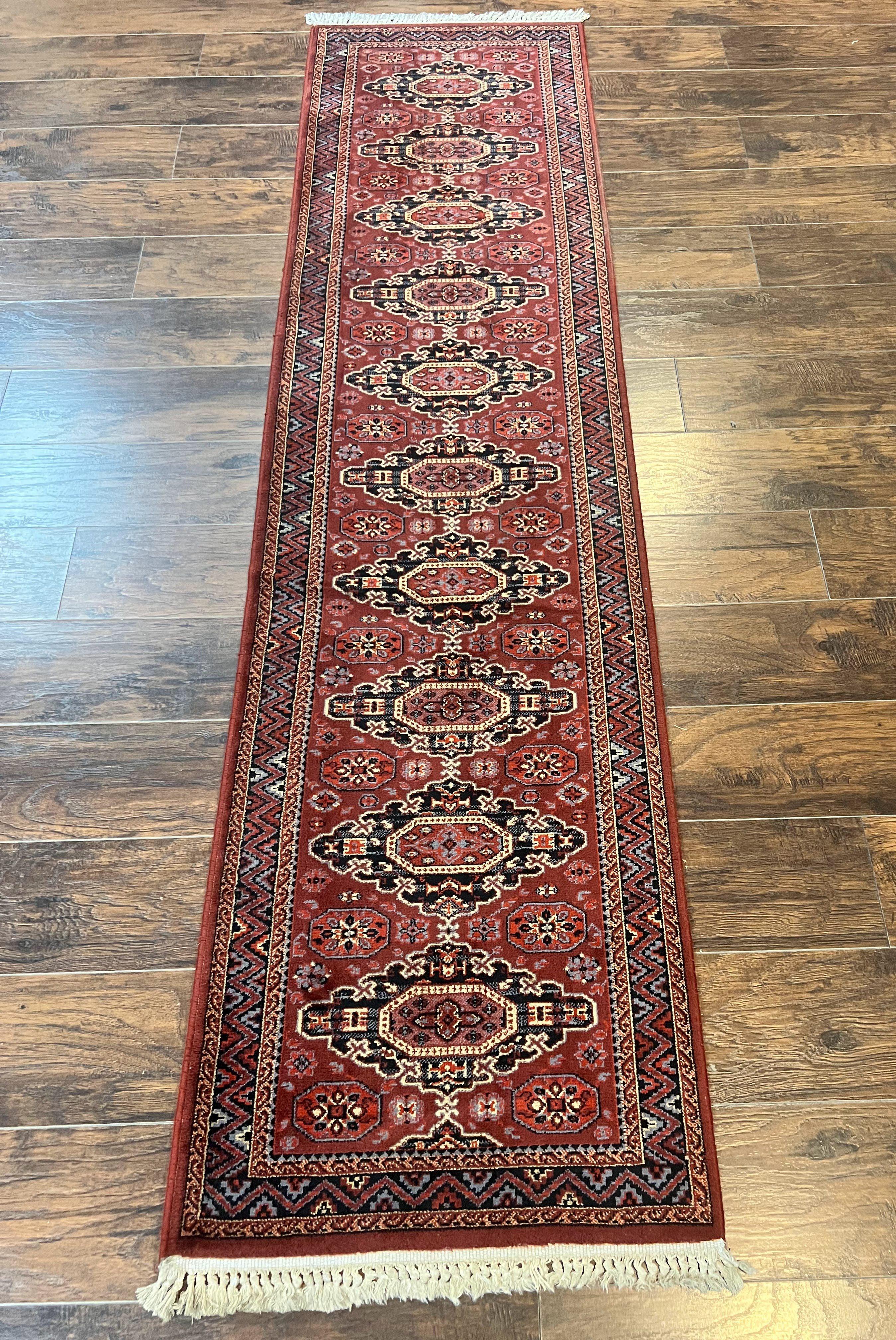 Belgium Power Loomed Runner Rug 2x9, Vintage Wool Rug for Hallway 2 x 9 ft, Red, Caucasian Persian Design, 9ft Runner - Jewel Rugs