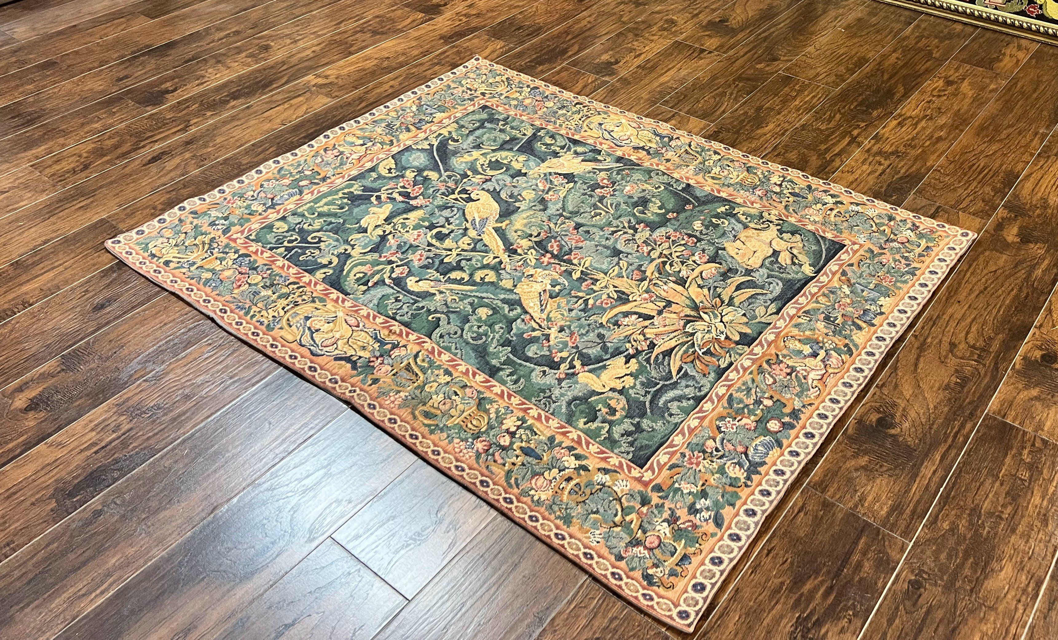 Vintage Tapestry 4x5 ft, Birds & Musicians, Animal Pictorials - Jewel Rugs