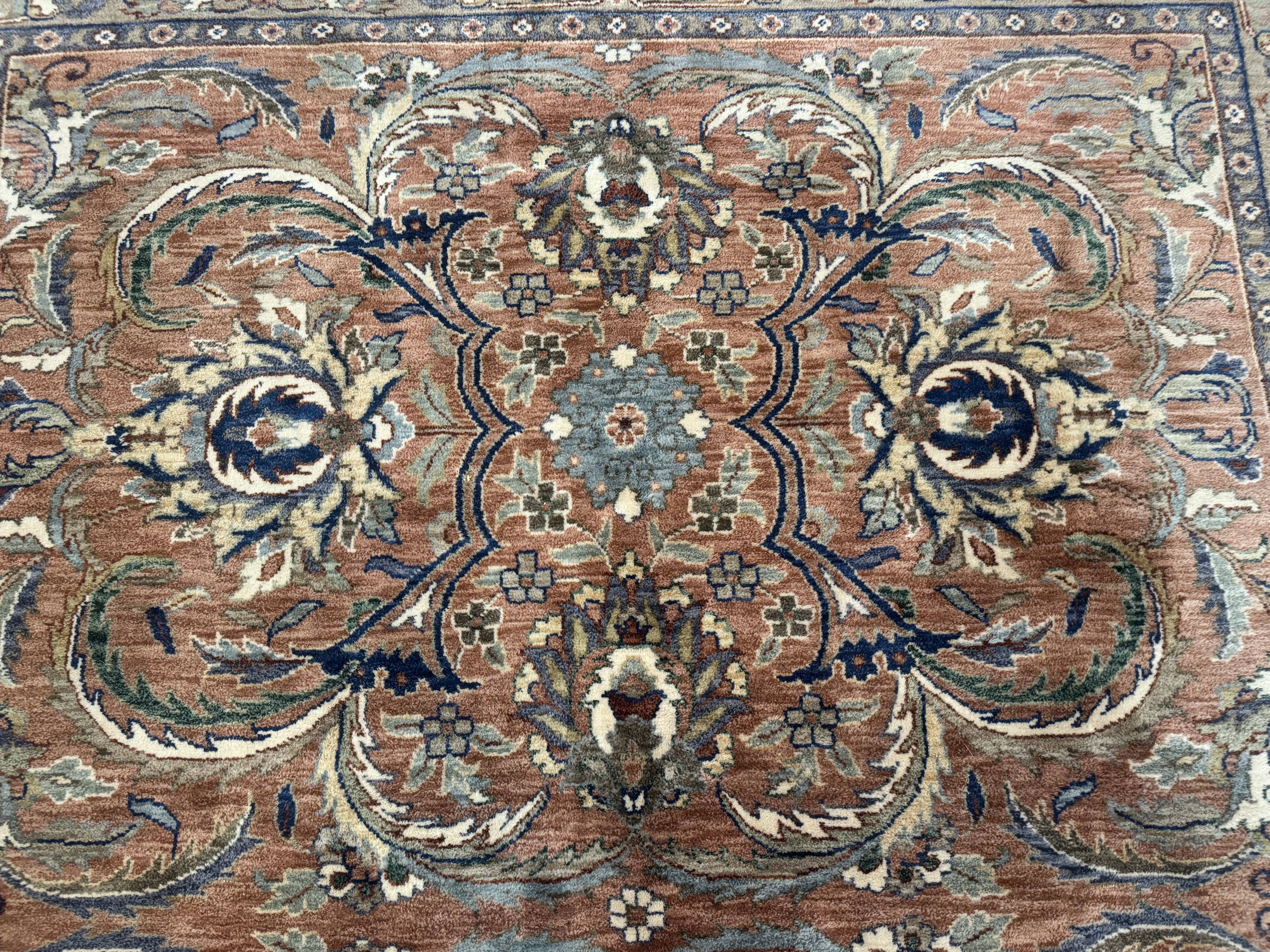 Indo Persian Mahal Rug 8x10, Traditional Wool Oriental Carpet, Pink - Jewel Rugs