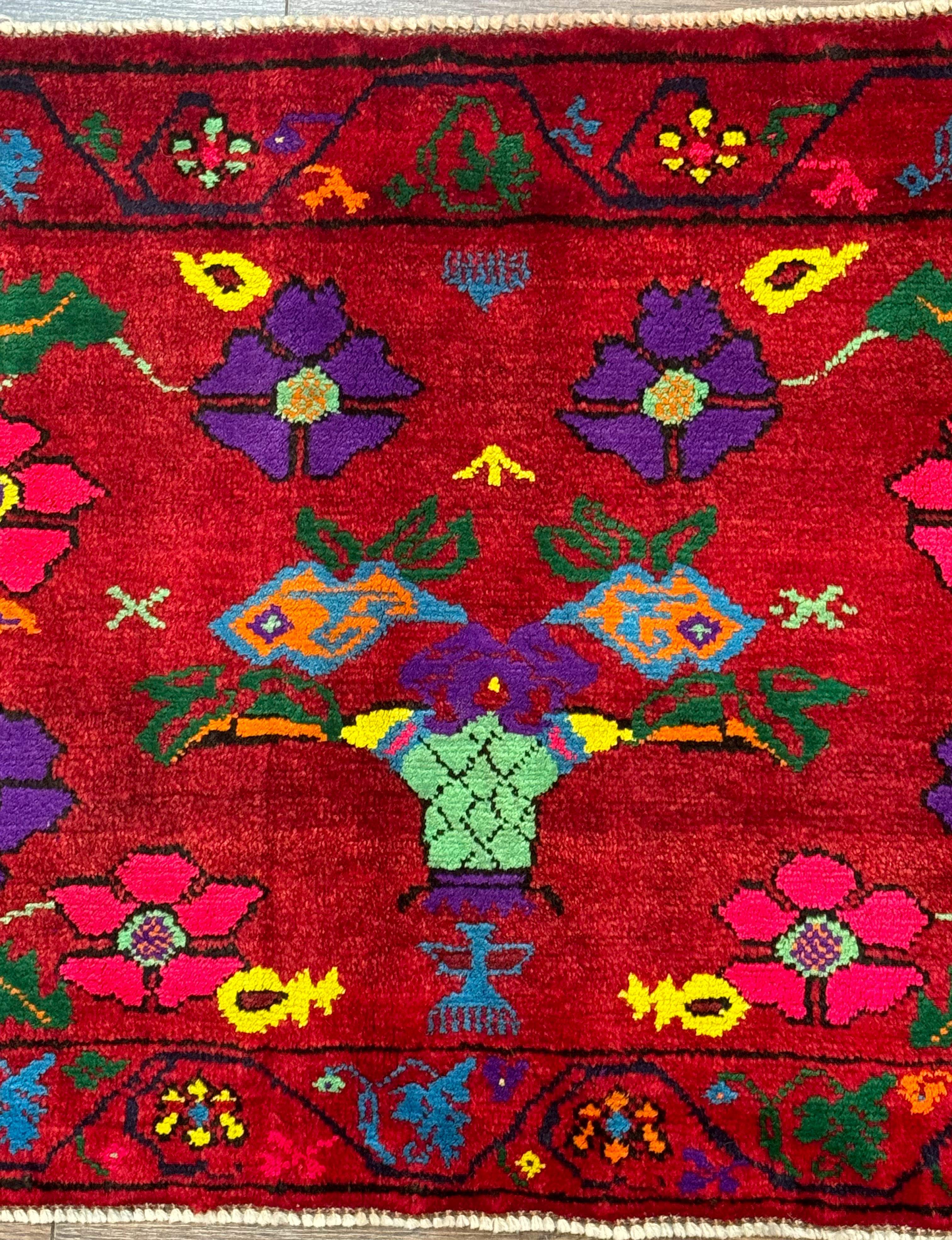 Small Persian Baluch Tribal Rug, Red, Floral, Tribal - Jewel Rugs