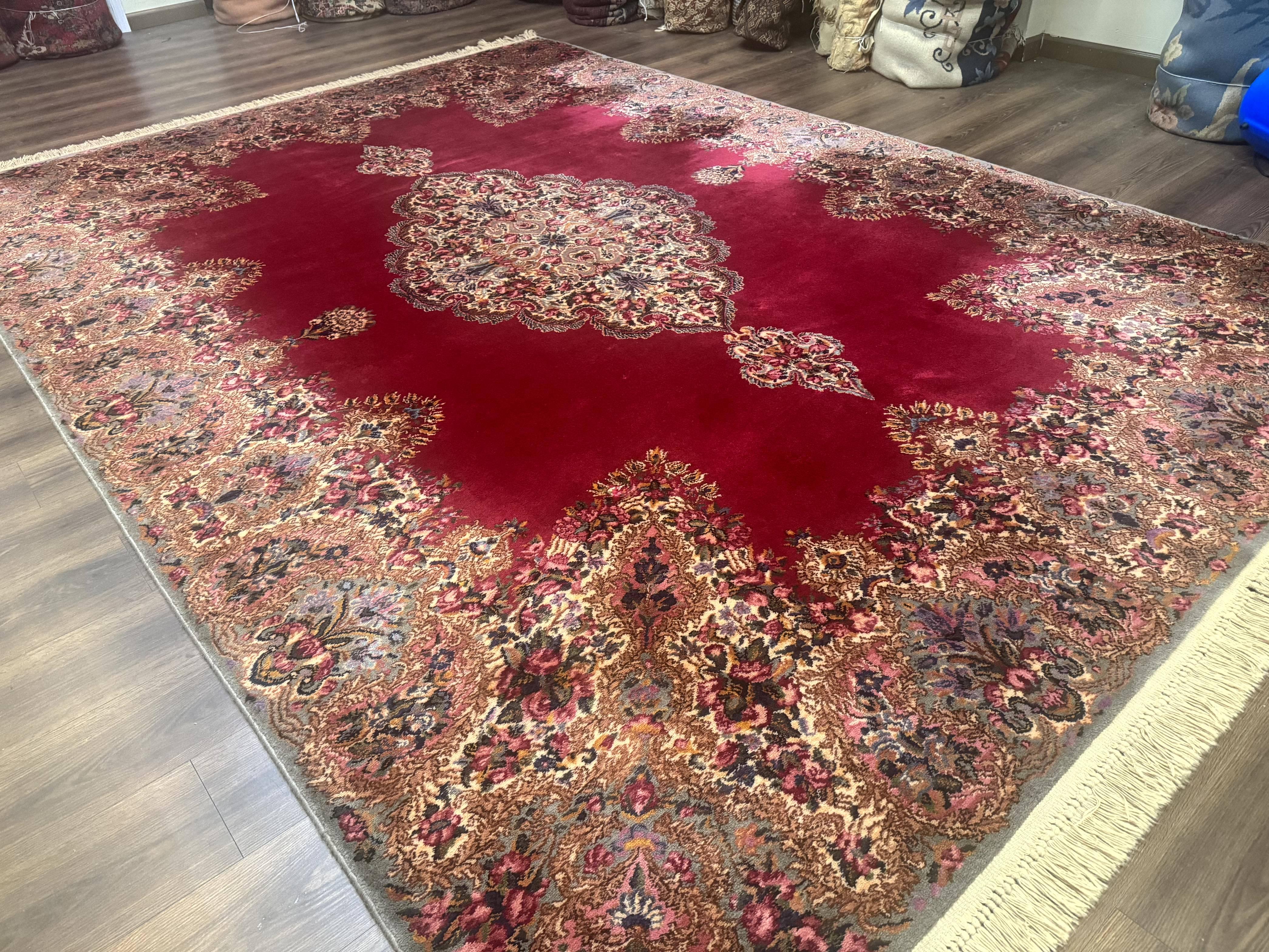 Karastan Rug 8.8 x12 Red Kirman #762, Original 700 Series, Vintage Karastan Carpet, Discontinued Karastan Rug, Karastan Wool Area Rug - Jewel Rugs